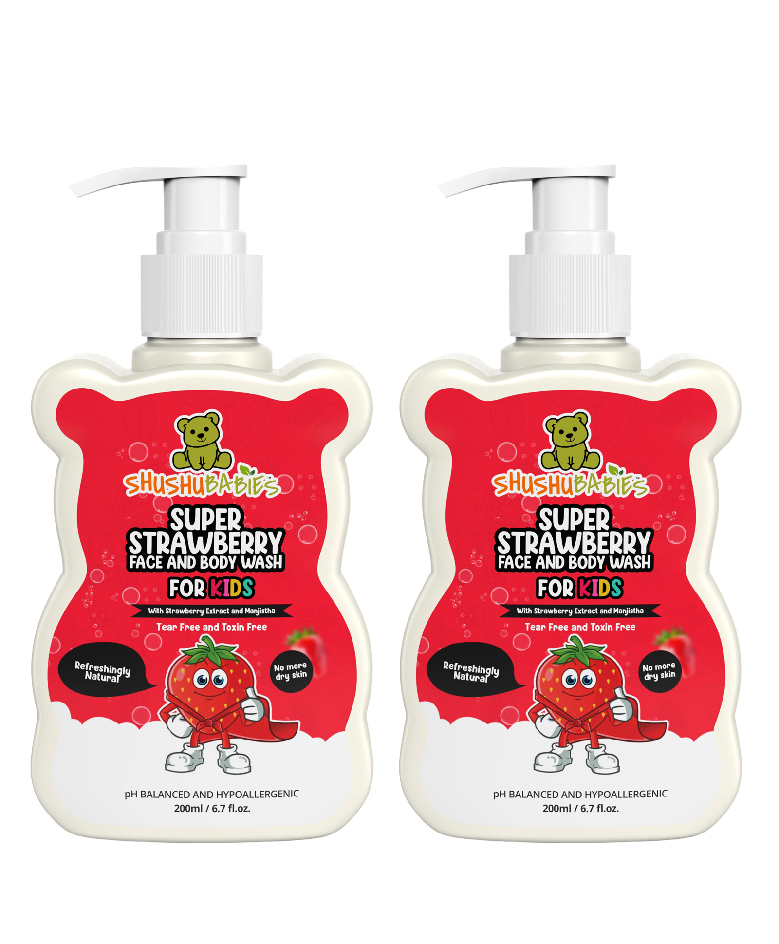 shushu babies ShuShu BabiesSuper Strawberry Face and Body Wash-200 ml (Pack of 2)-picture-28
