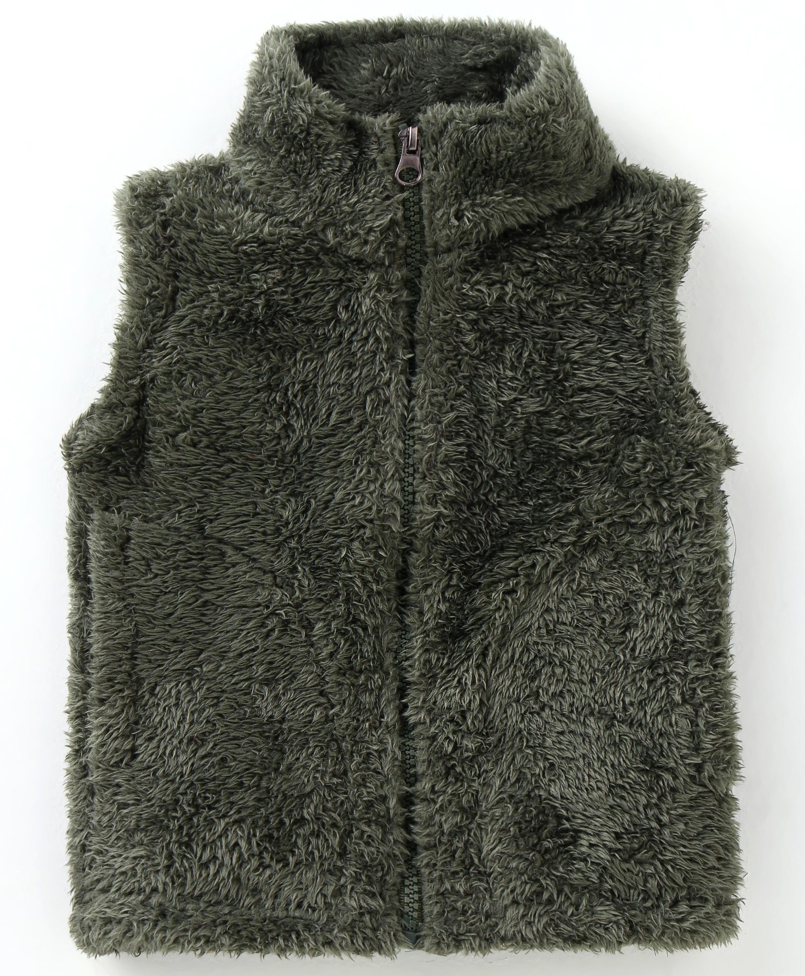 Kanvin Furr Sleeveless Jacket Solid Color - Green-picture-12
