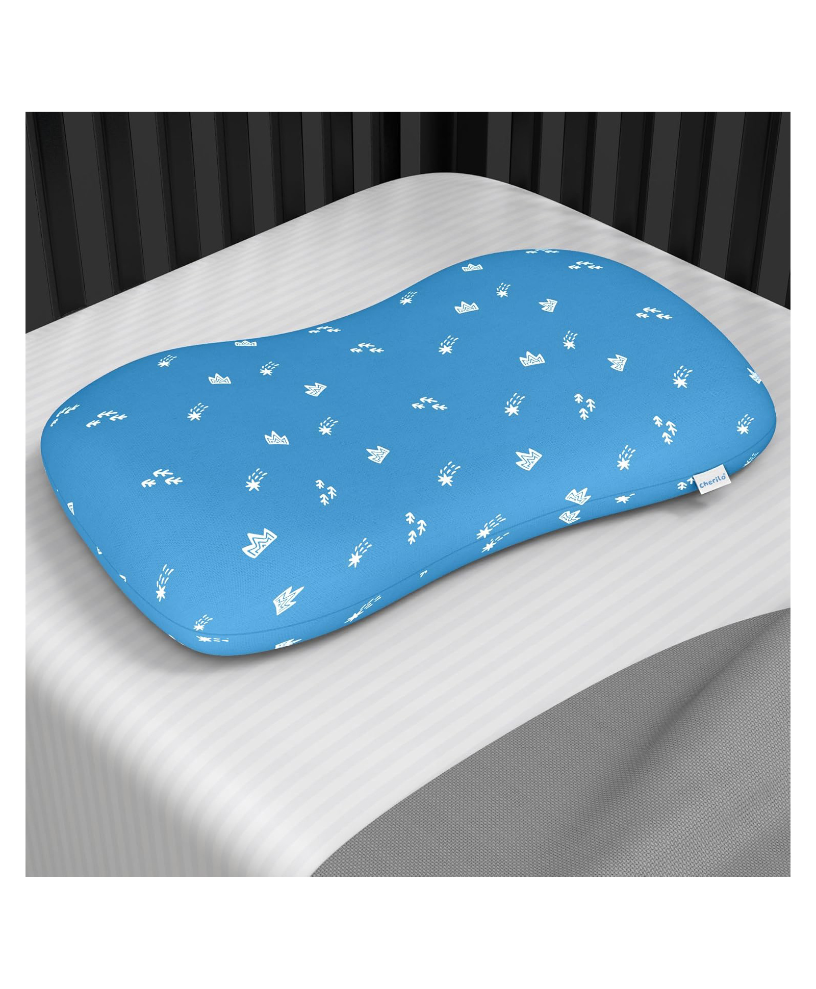 Cherilo Contour Shaped Memory Foam Pillow Royal Star Pattern - Blue-picture-22