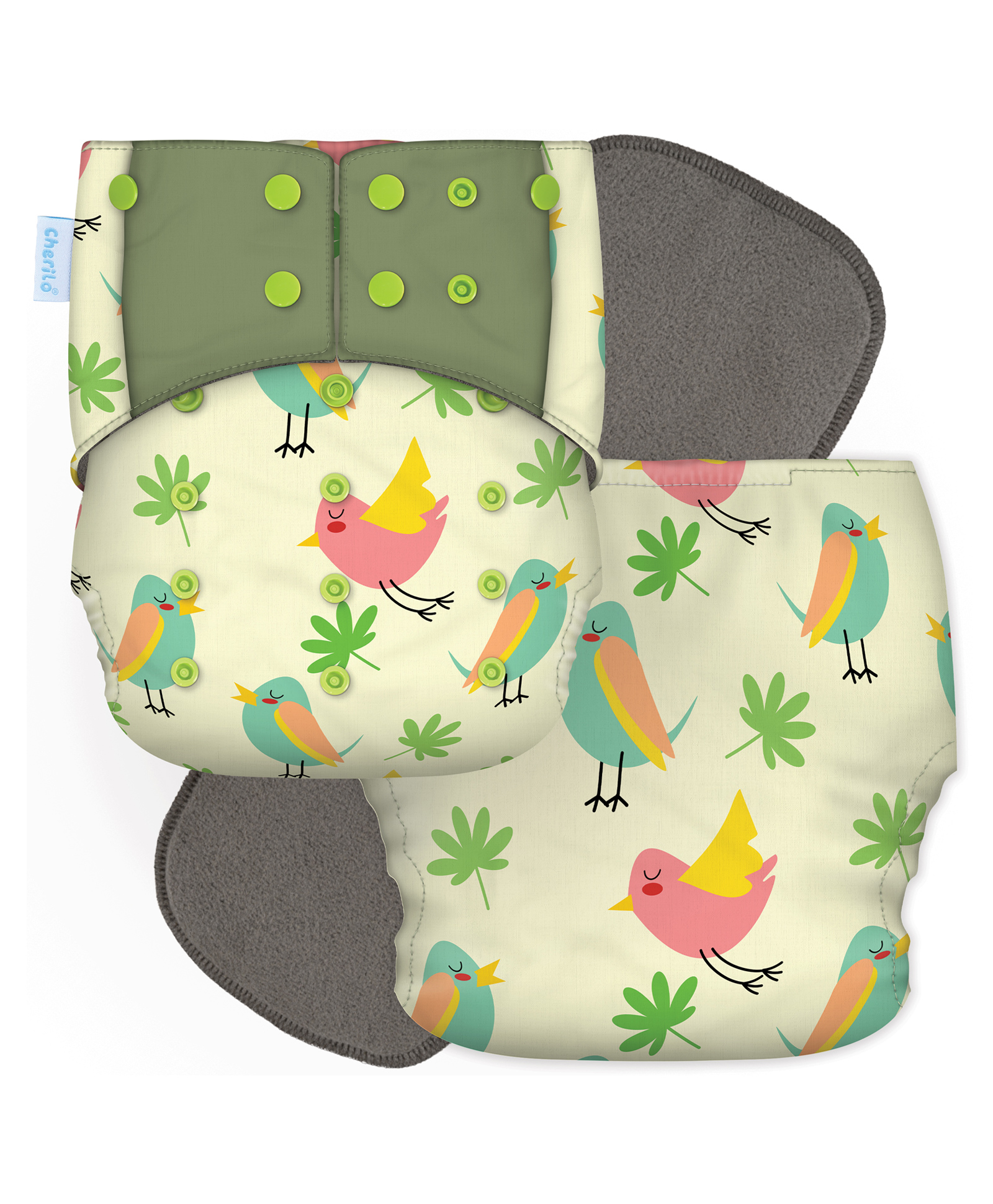 Cherilo Leakproof Washable Baby Diaper - ( 1 Cutie Sparrow Pattern Diaper with 1 Insert)-picture-16