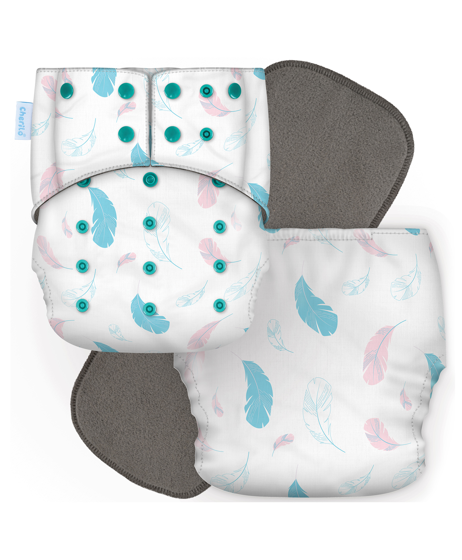 Cherilo Leakproof Washable Baby Diaper - ( 1 Feather Soft Pattern Diaper with 1 Insert)-picture-2