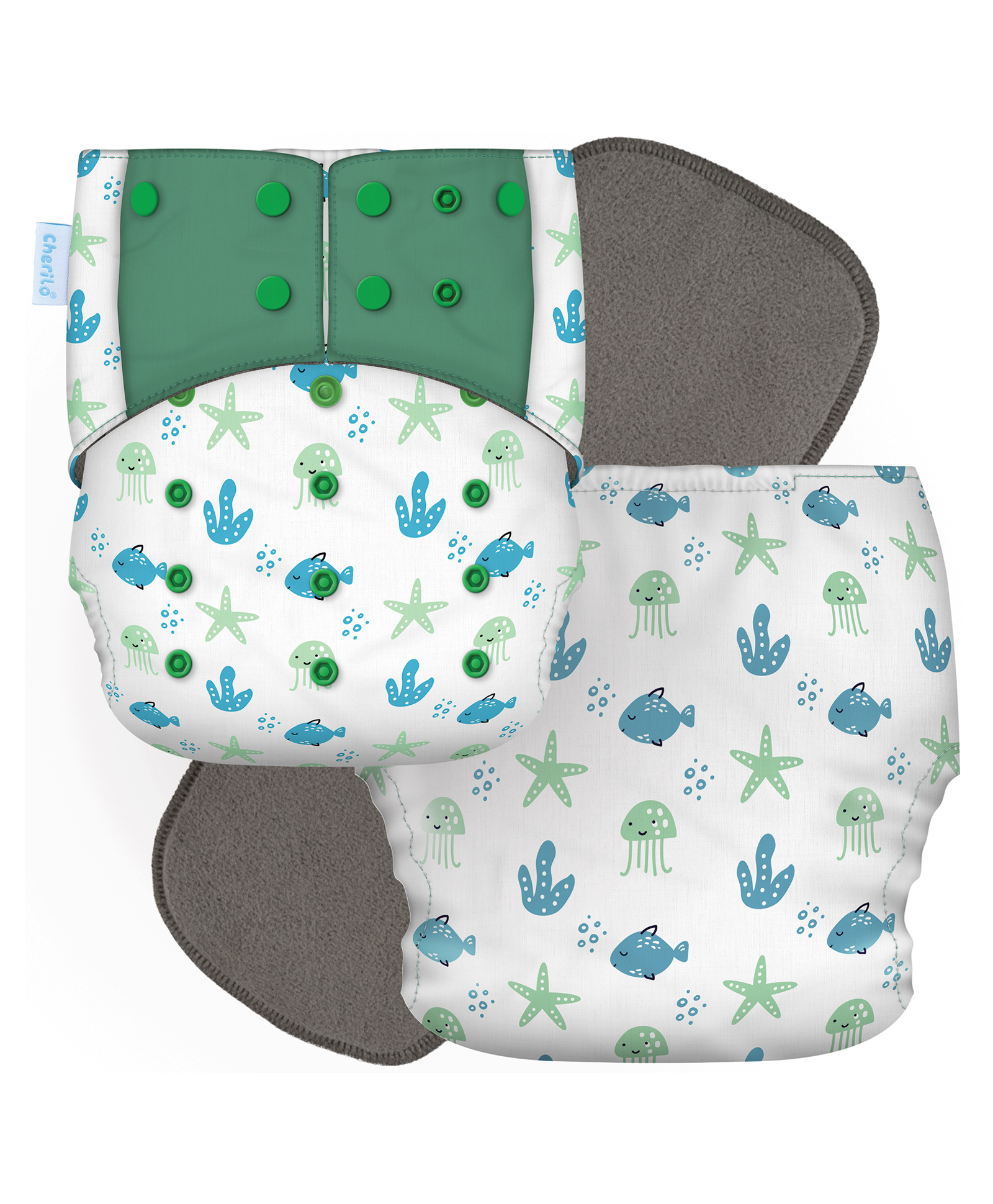 Cherilo Leakproof Washable Baby Diaper - ( 1 Sea World Pattern Diaper with 1 Insert)-picture-27