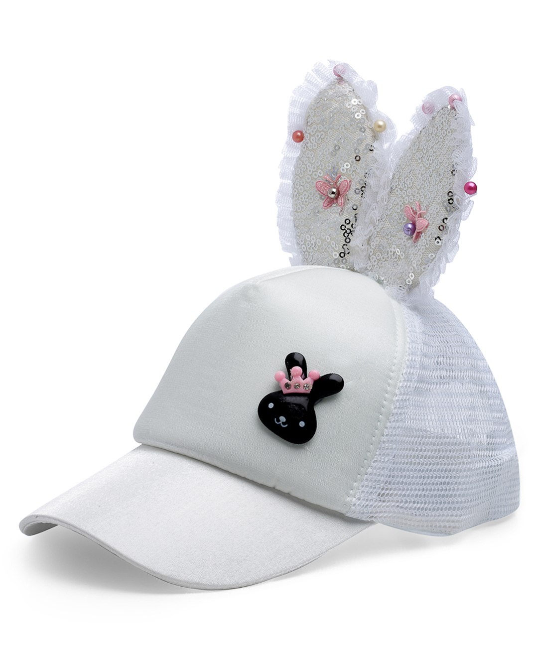 Babymoon Bunny Ears & Applique Detailed Summer Cap - White-image-4