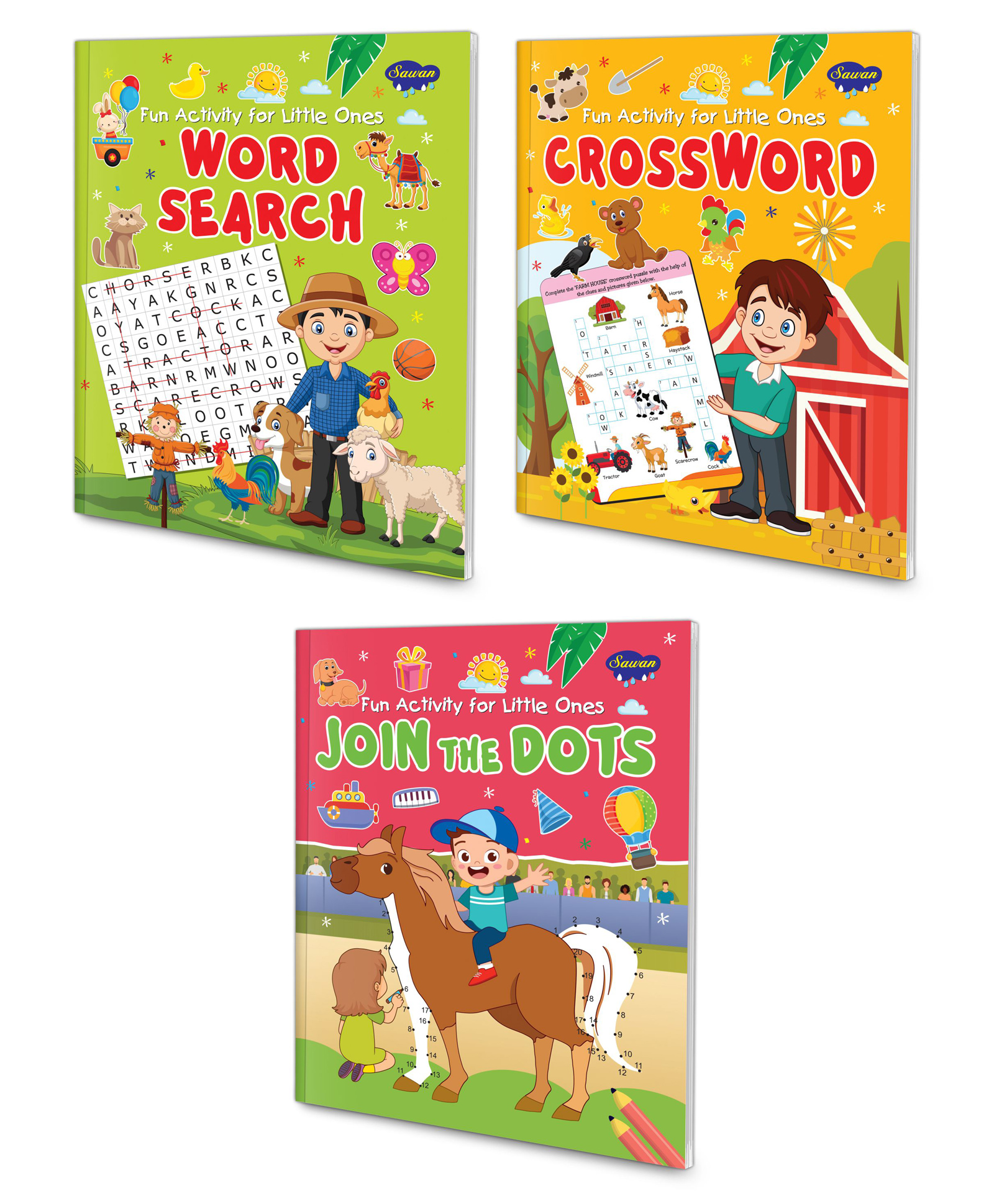 Pack of 3 Fun Activity For Little Ones Word Search Crossword & Join The Dots - English-image-20