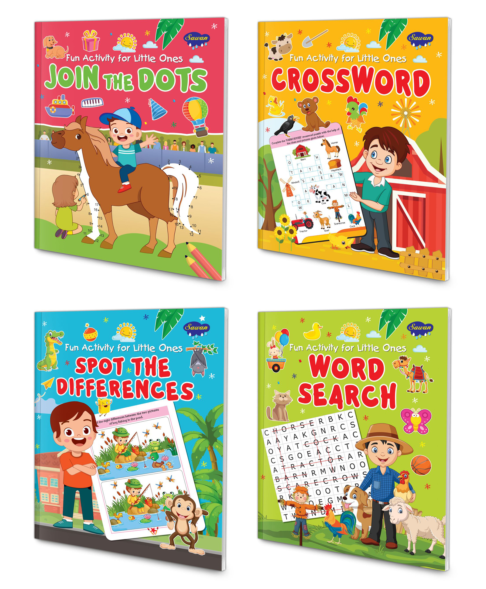 Pack of 4 Fun Activity For Little Ones Word Search Crossword Join The Dots & Spot The Differnces - English-image-19