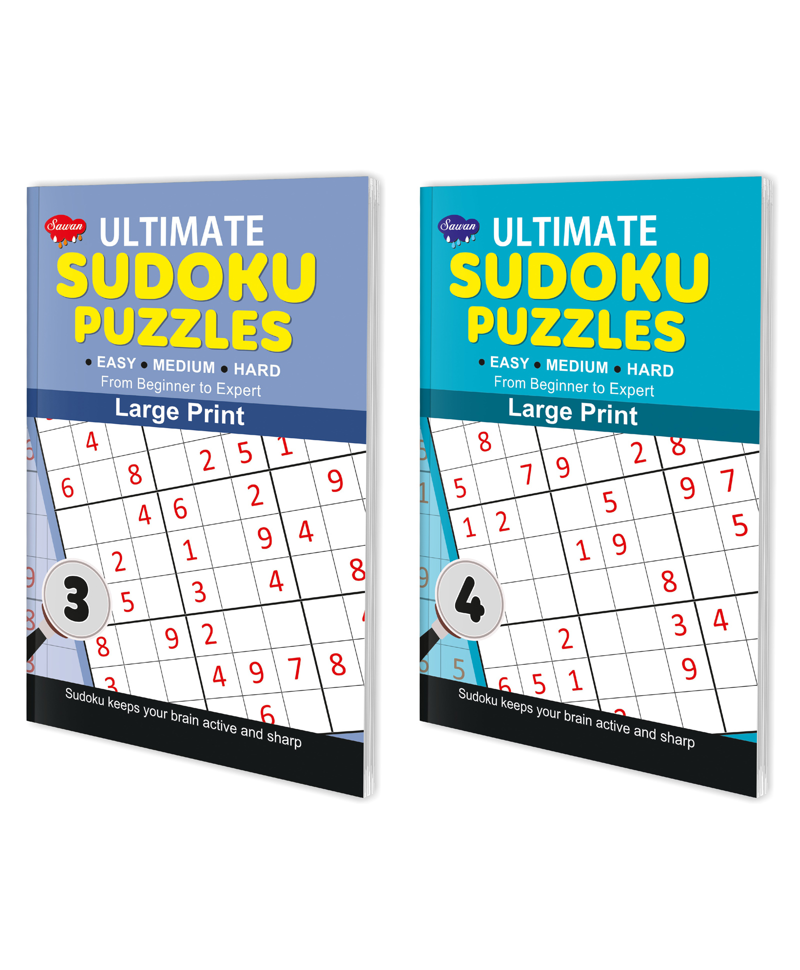 Set Of 2 Ultimate Sudoku Puzzles From Beginner to Expert Easy Medium Hard 3 & 4 Large Print with Answers-image-22