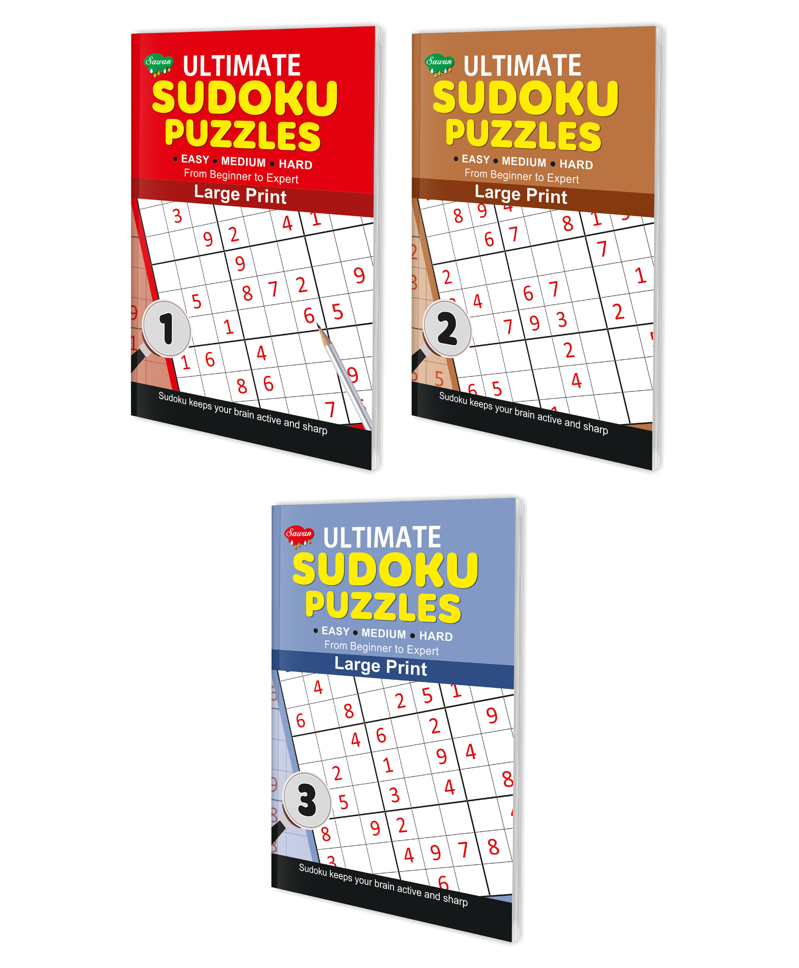 Sawan Present Set Of 3 Ultimate Sudoku Puzzles From Beginner to Expert | Easy Medium Hard 1 To 3 Large Print with Answers-image-21