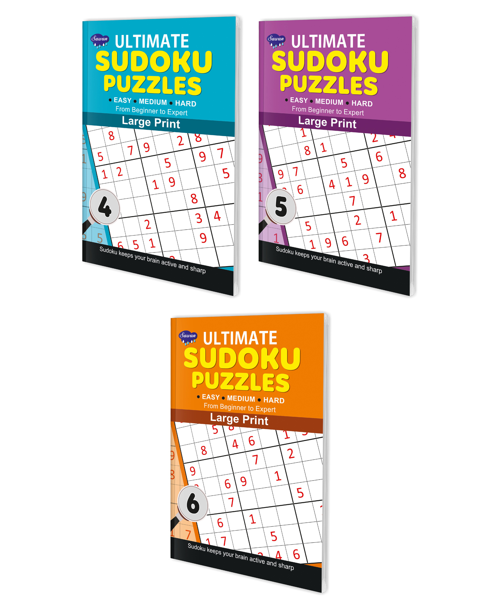 Sawan Present Set Of 3 Ultimate Sudoku Puzzles Easy to Expert  Easy Medium Hard 4 To 6  Large Print with Answers-picture-23