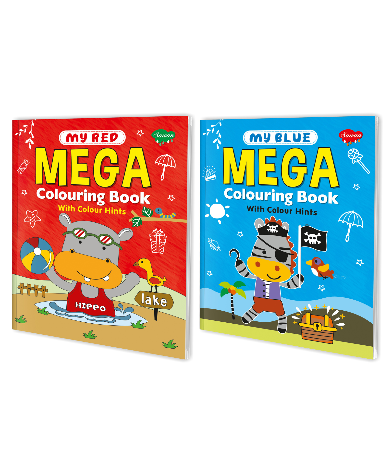 Set Of 2 My Red and My Blue Mega Colouring Books With Colour Hints Gift For kids-image-34