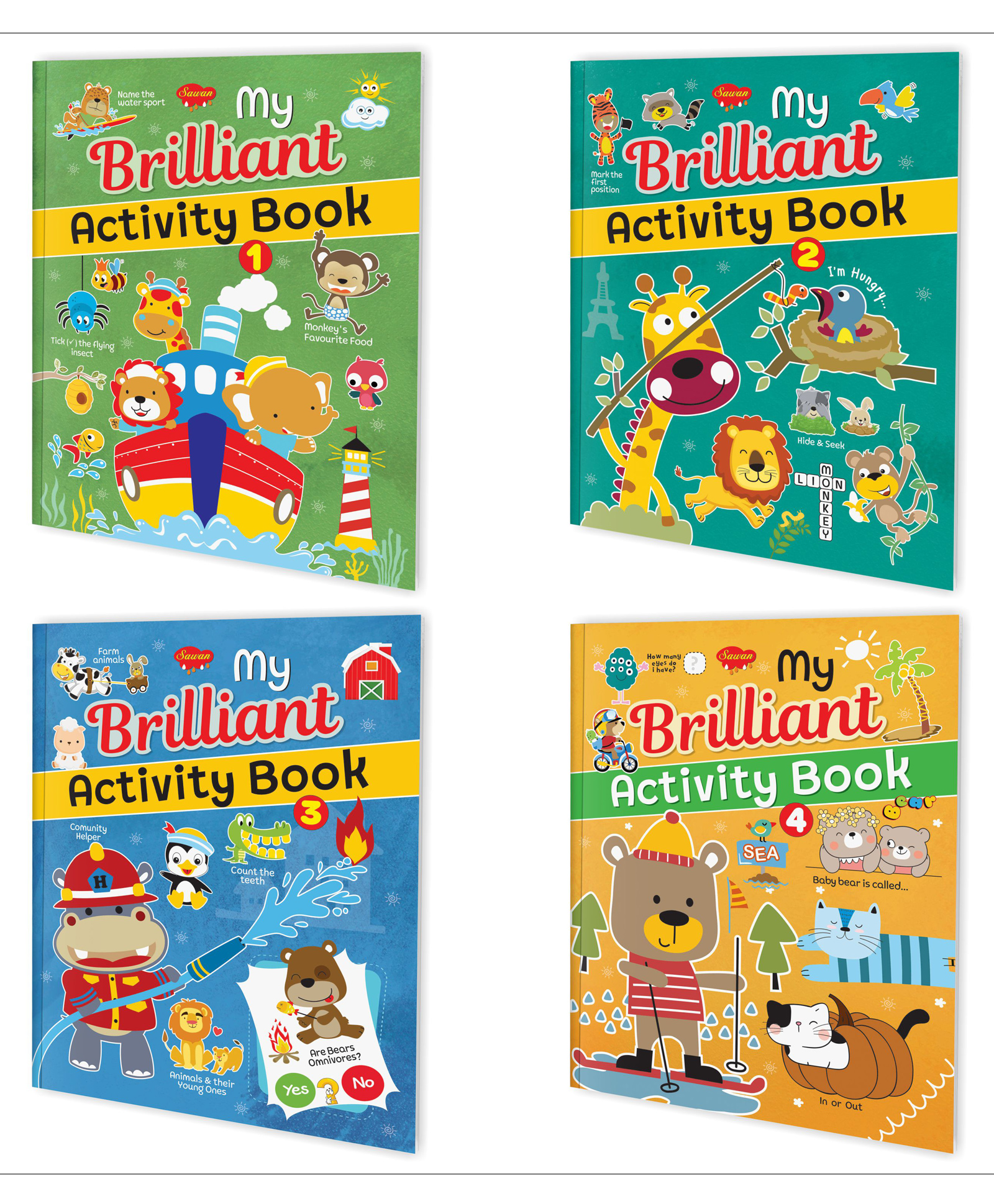 Set of 4 My Brilliant Activity Book 1 and 2 and  3 and 4 Puzzles and Riddles Book - English-image-5