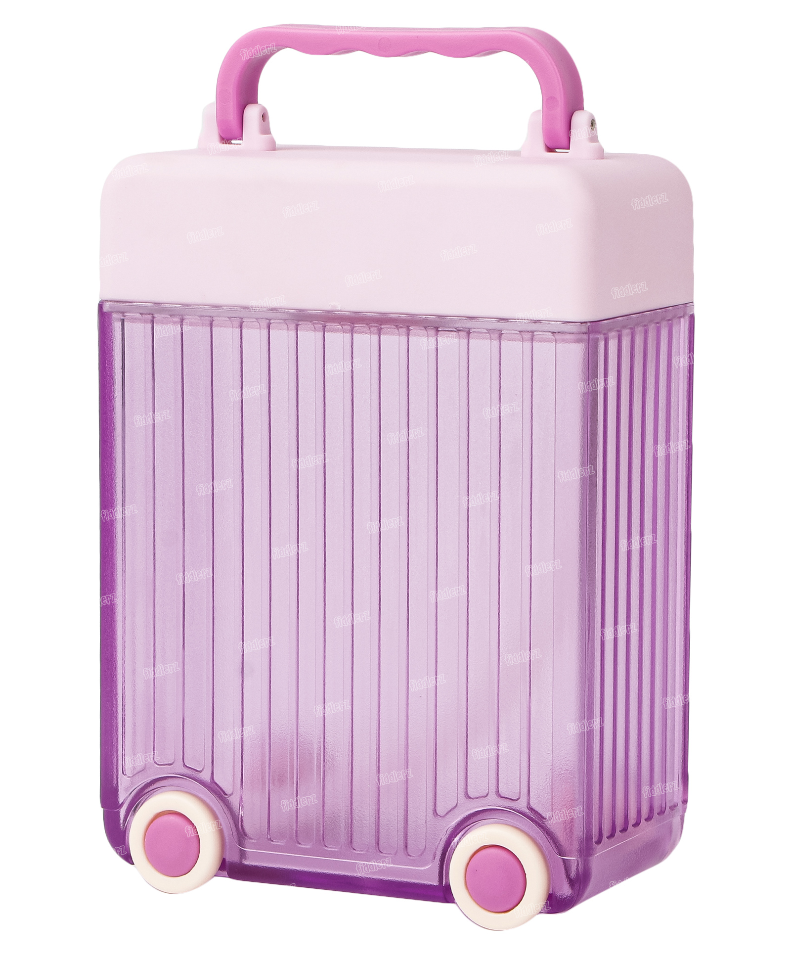 Fiddlerz Water Bottles with Straw Suitcase Design Travel Bottle with Random Stickers Suitable for Outdoor Purple - 450ml-image-2