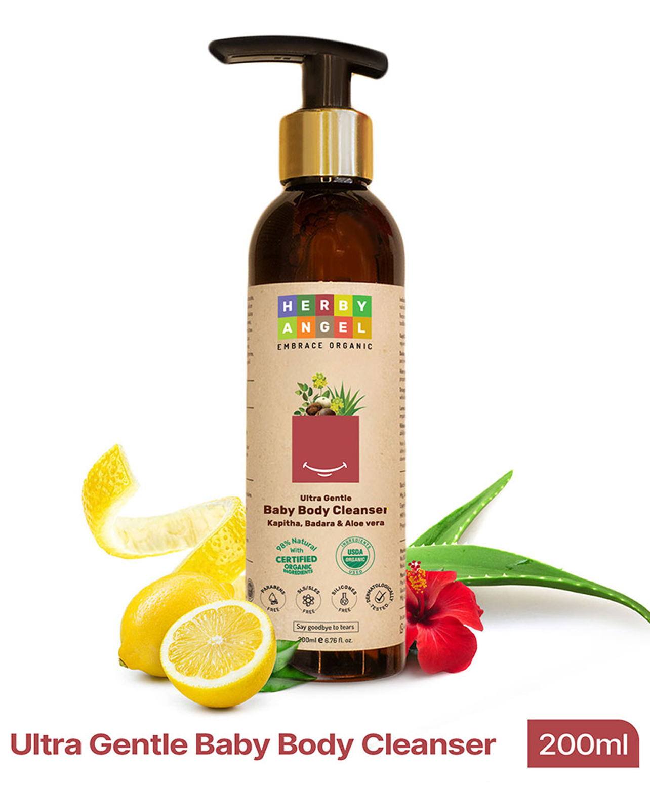 Herby Angel Ultra Gentle Baby Body Cleanser with Kapitha, Badara & Aloe vera Organic Ingredients - 200 ml-picture-12