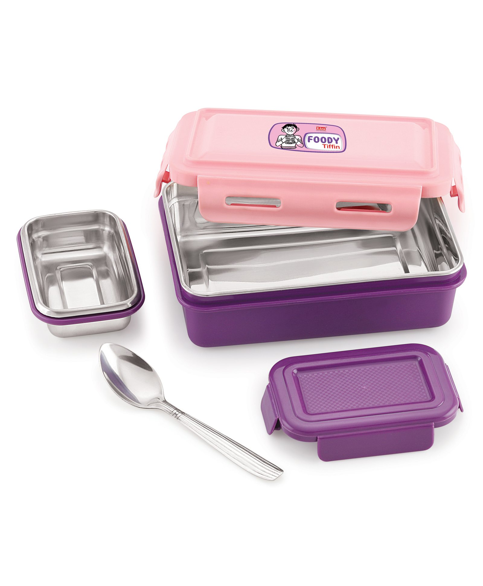 Nabhya Foody Stainless Steel Lunch Box - Big Pink-picture-22