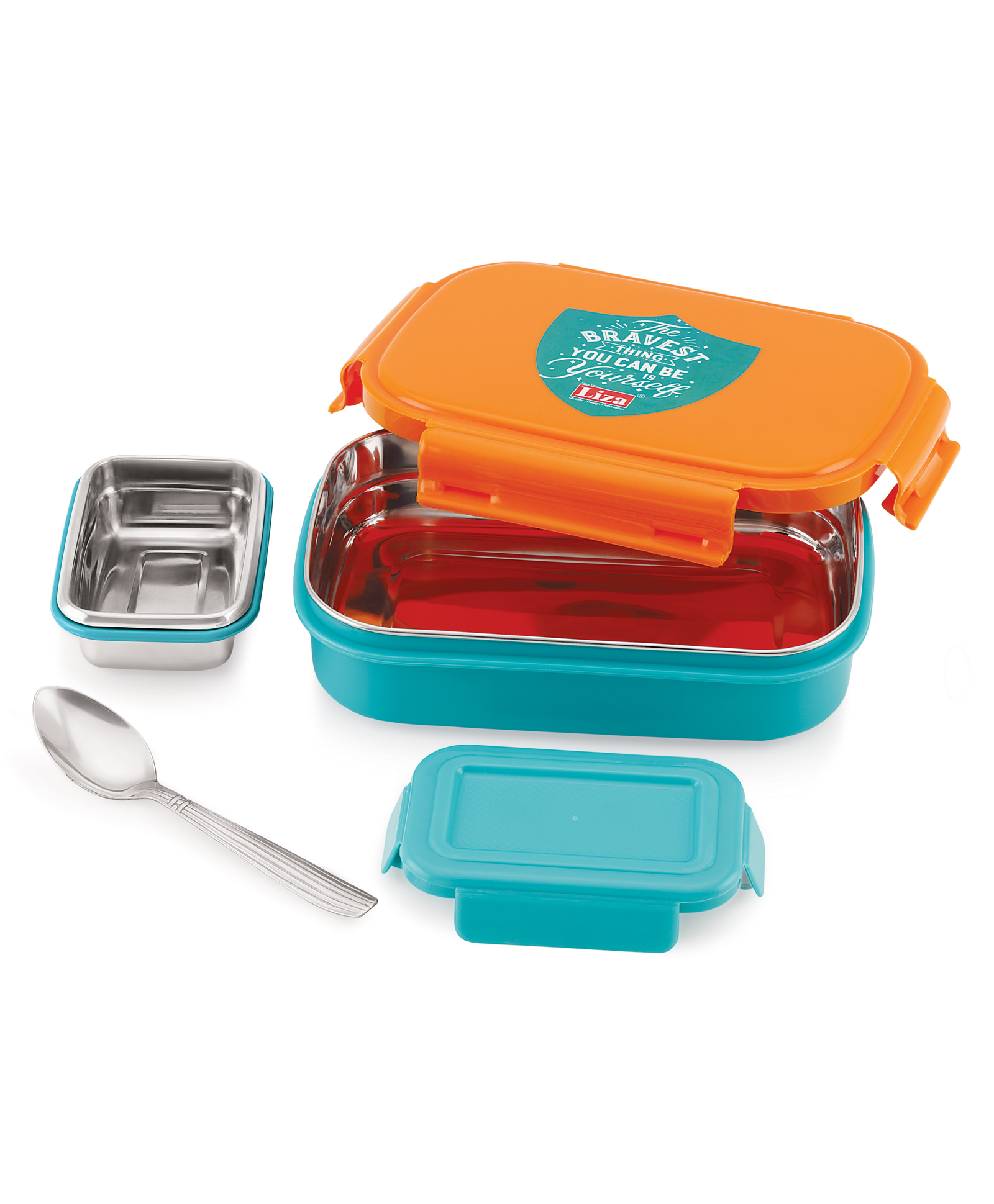 Nabhya Insulated Stainless Steel & Outer Plastic Tiffin Box Airtight Leak-Proof Lunch Box for Kids (Orange)-picture-19
