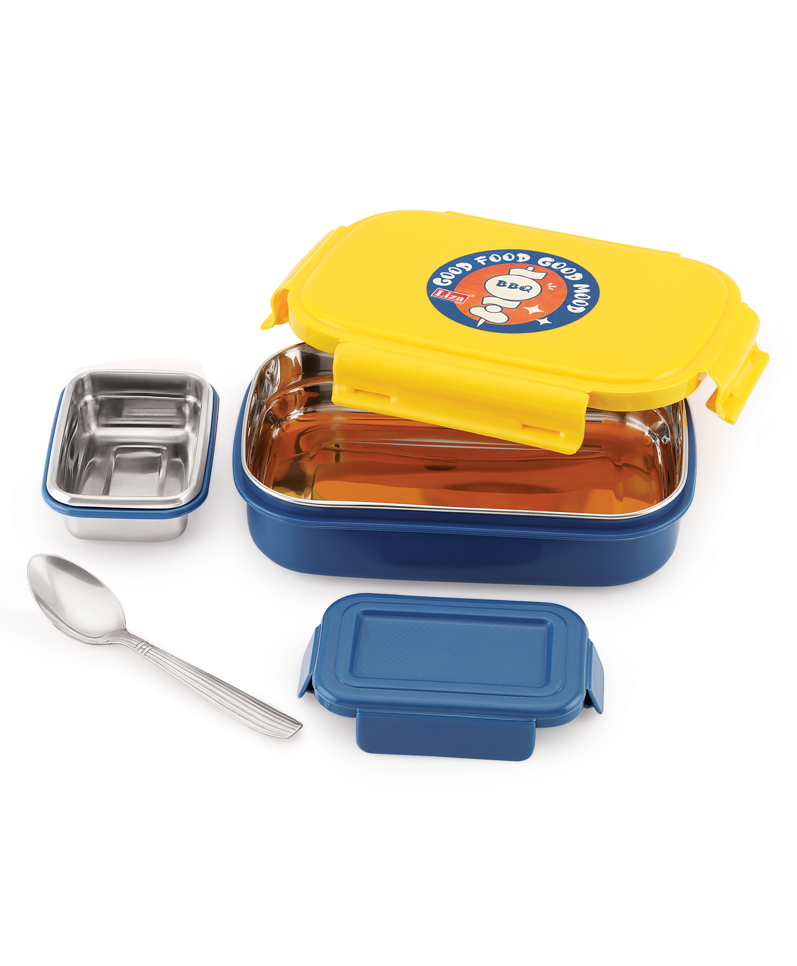 Nabhya Insulated Stainless Steel & Outer Plastic Tiffin Box Airtight Leak-Proof Lunch Box for Kids (Yellow)-picture-23