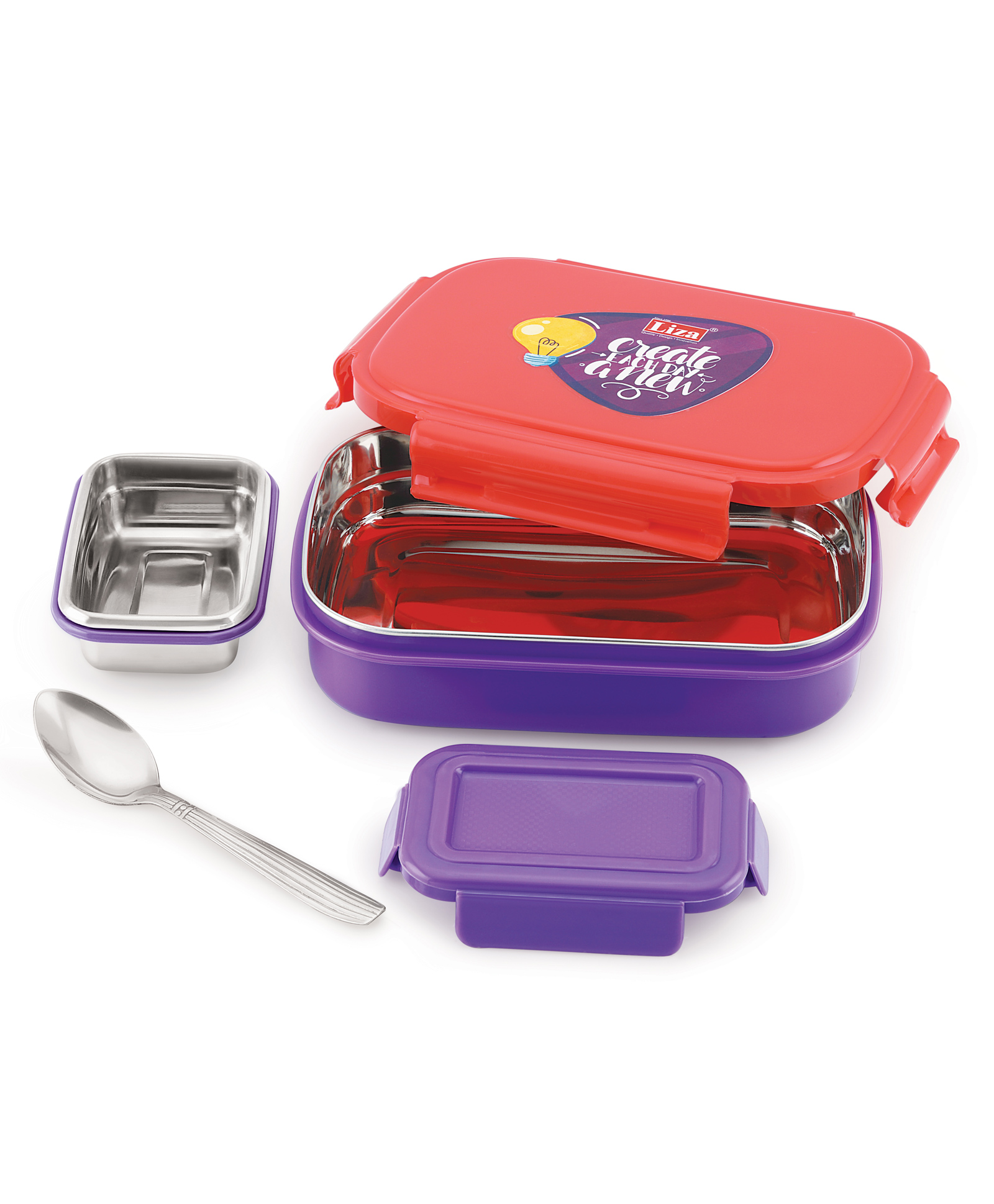 Nabhya Insulated Stainless Steel & Outer Plastic Tiffin Box Airtight Leak-Proof Lunch Box for Kids (Maroon)-image-24