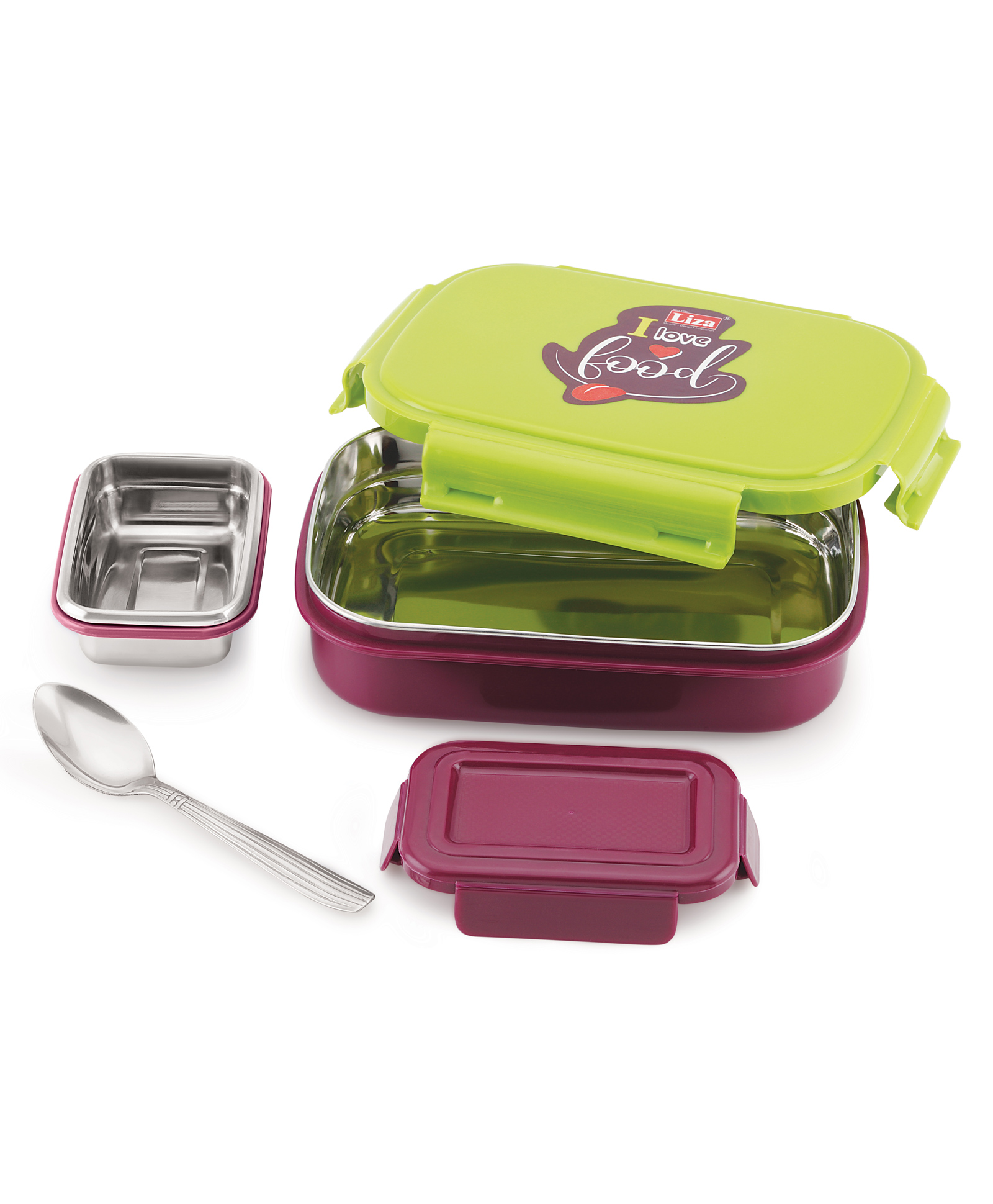 Nabhya Insulated Stainless Steel & Outer Plastic Tiffin Box Airtight Leak-Proof Lunch Box for Kids (Green)-picture-20