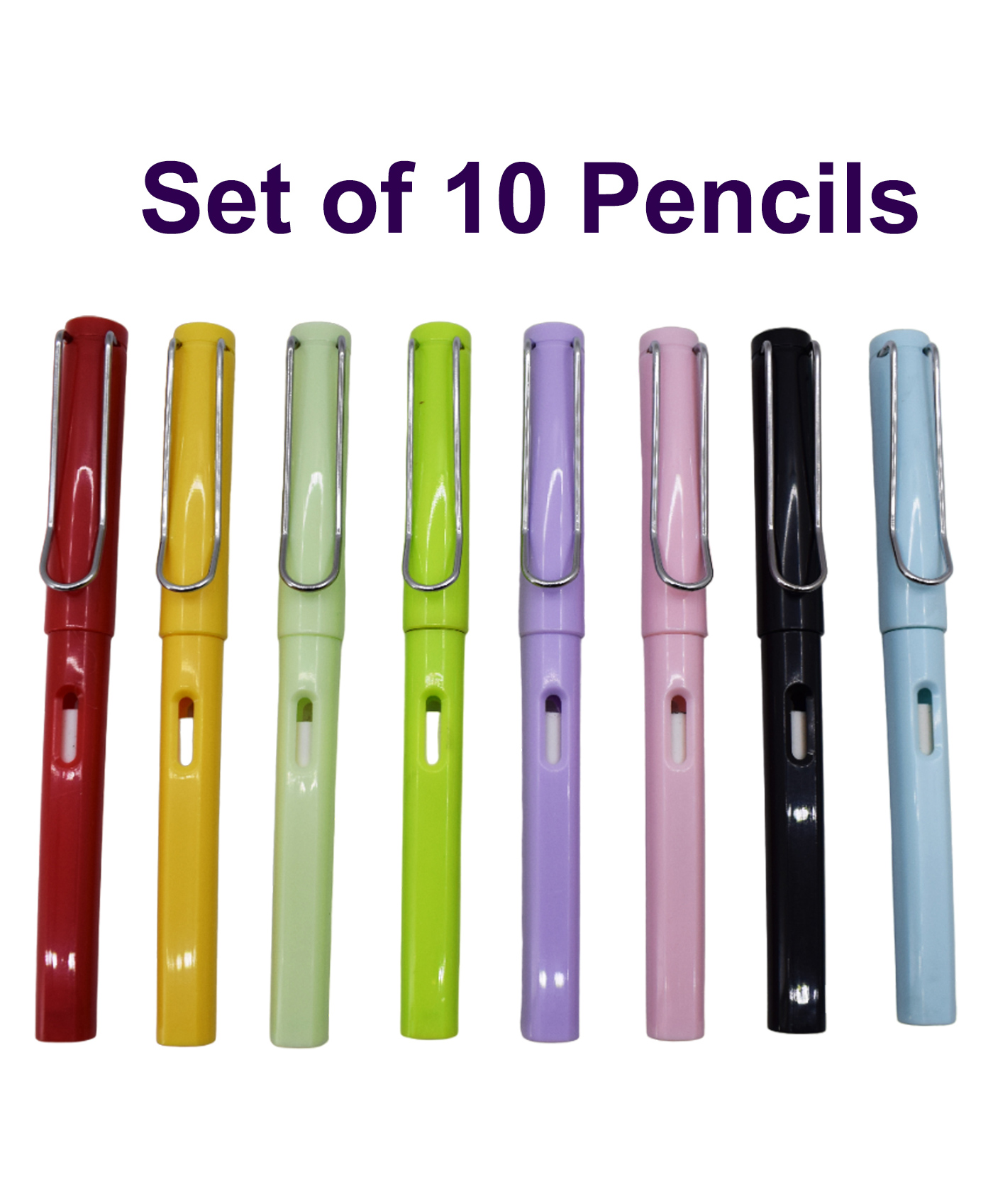 Asera Never Ending Inkless Pencils Infinity Everlasting Replaceable Graphite Extra 2PC Nibs Set with 1PC of Pencil Case Portable Eraser Reusable Unlimited Writing Pack of 10 Pencils - Mulricolor-picture-28