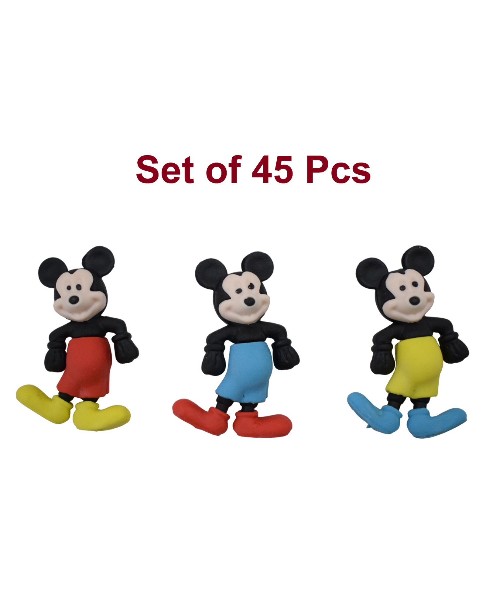 Asera 3D Mickey Mouse Erasers Multicolor - 45 Pieces-image-33