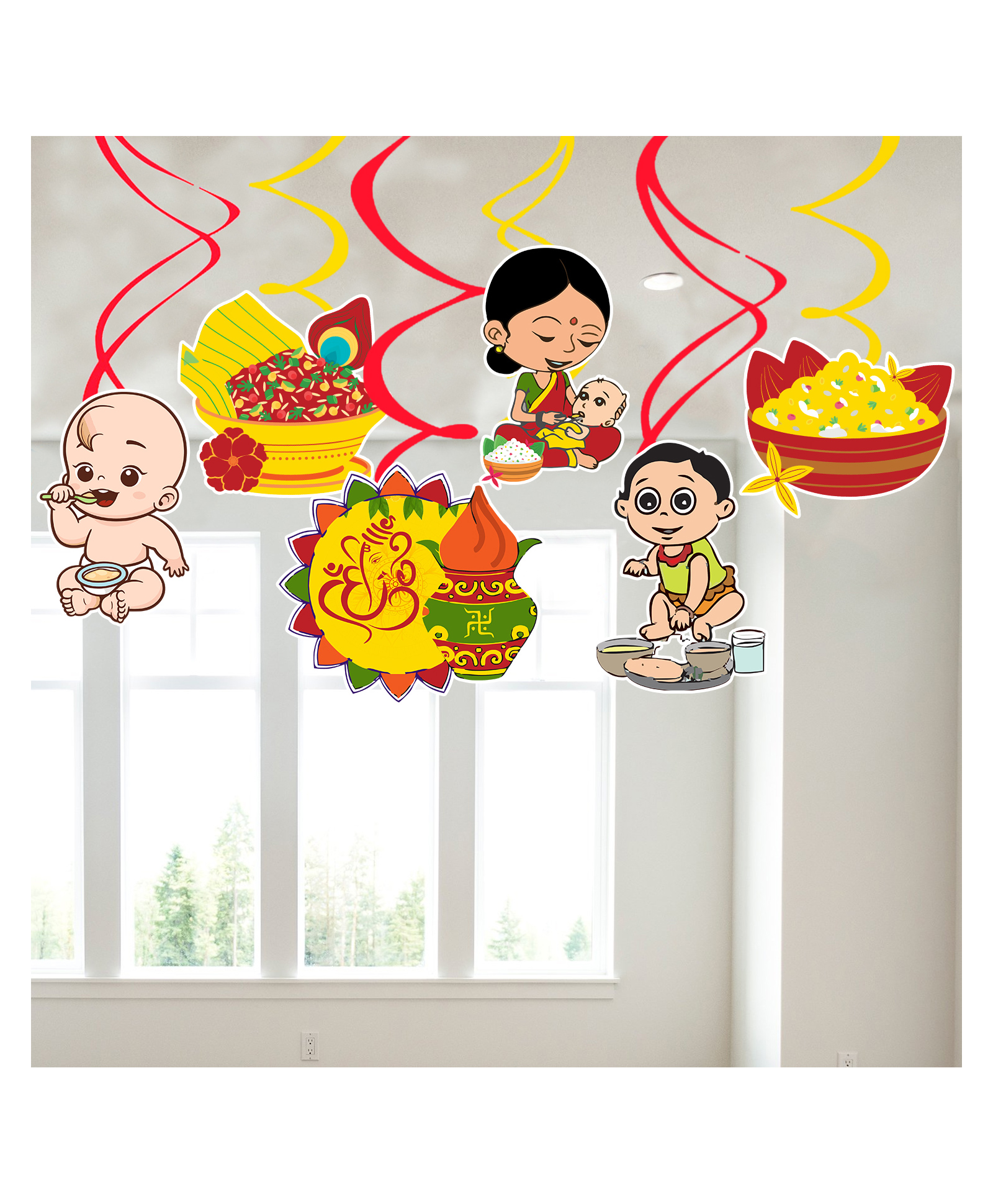 Zyozi Annaprasanam Hanging Swirls  Multicolor  - Pack of 6-image-24