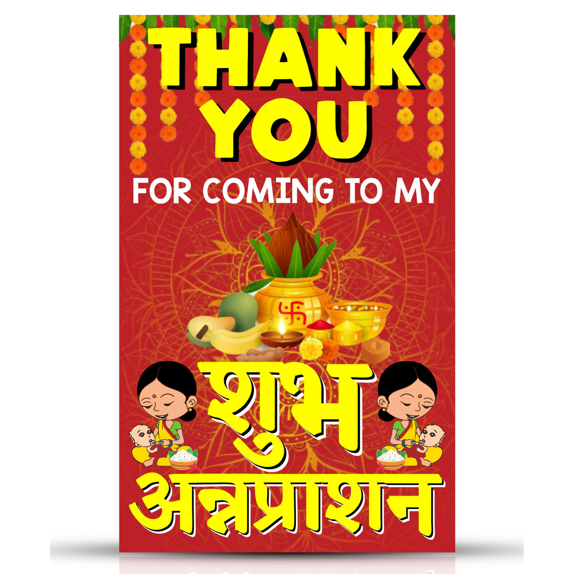 Zyozi Shubh Annaprashan Theme Thank You Tags Red And Yellow - Pack of 50-picture-28
