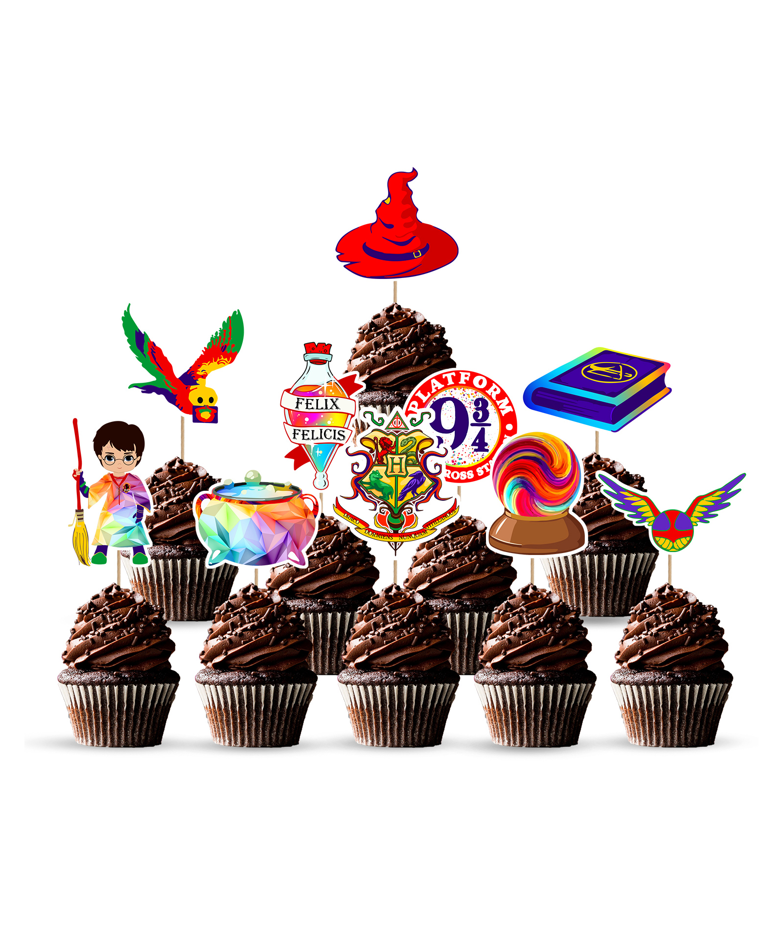 Zyozi Magical Wizard Cupcake Topper for Magical Wizard Birthday Party Supplies Multicolor - Pack of 10-picture-22
