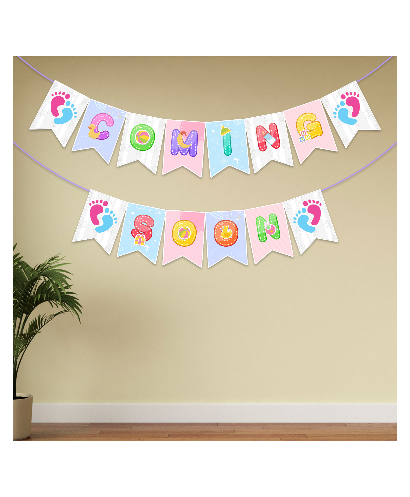 Zyozi Coming Soon Banner For Baby Shower Multicolor - Pack Of 1-image-22
