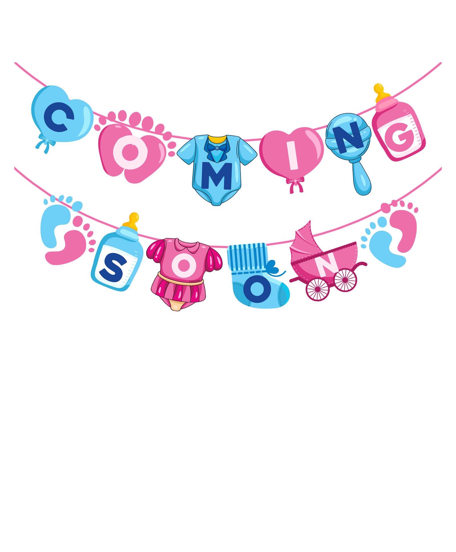 Zyozi Baby Shower Theme Coming Soon Banner Blue And Pink - Pack Of 1-image-41