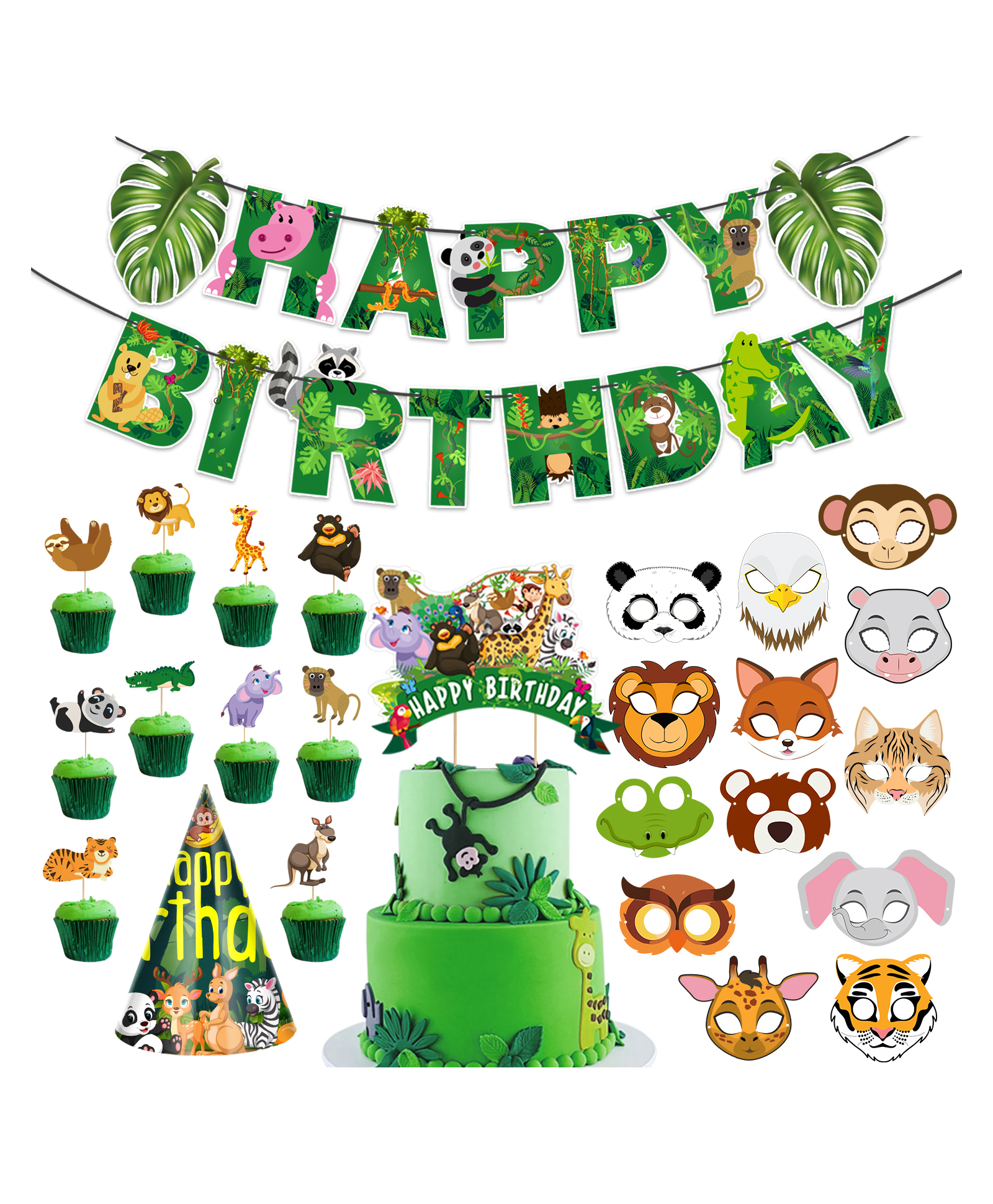 Zyozi Jungle Safari Birthday Decorations Set Multicolor - Pack of 26-image-11