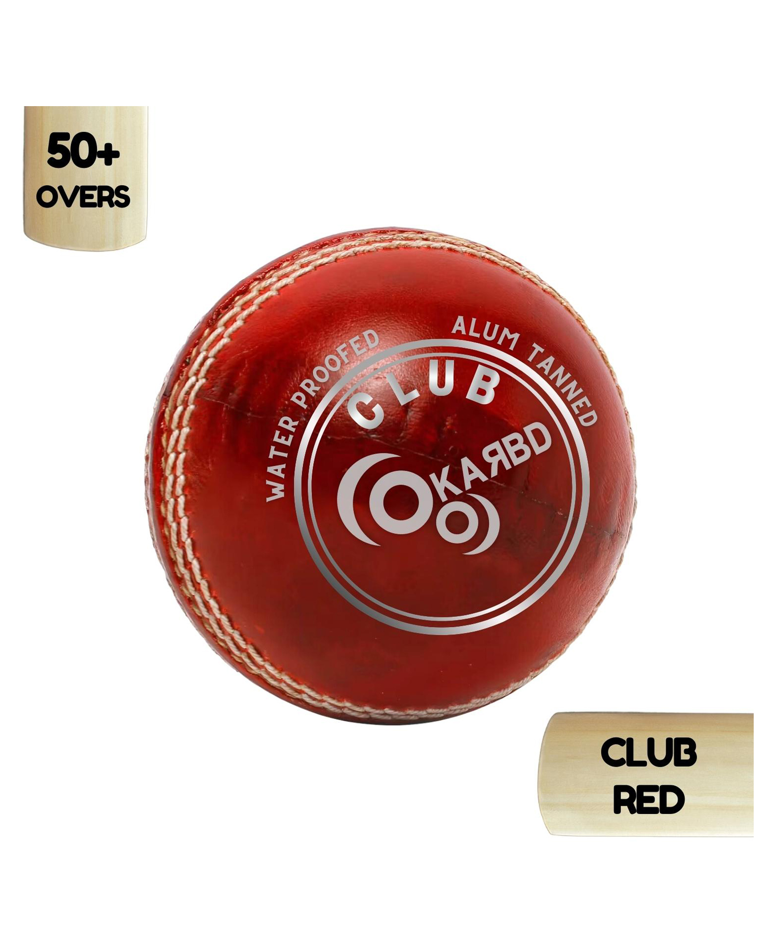 KARBD Cricket Leather Ball 4 Piece 50 Plus Overs- Club Red-image-2
