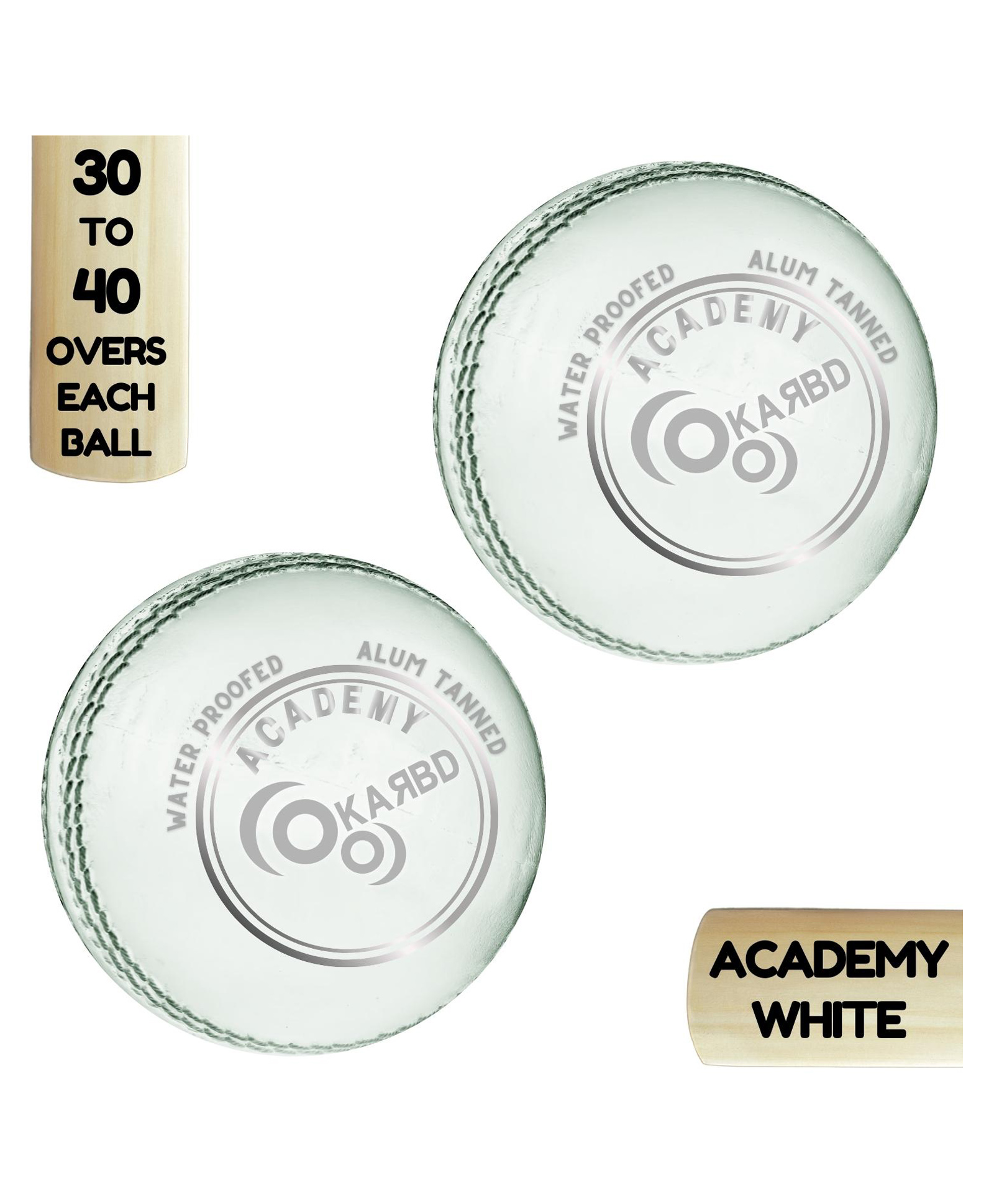 KARBD Cricket Leather Ball 4 Piece 30 to 40 Overs  Pack of 2- Academy White-image-38