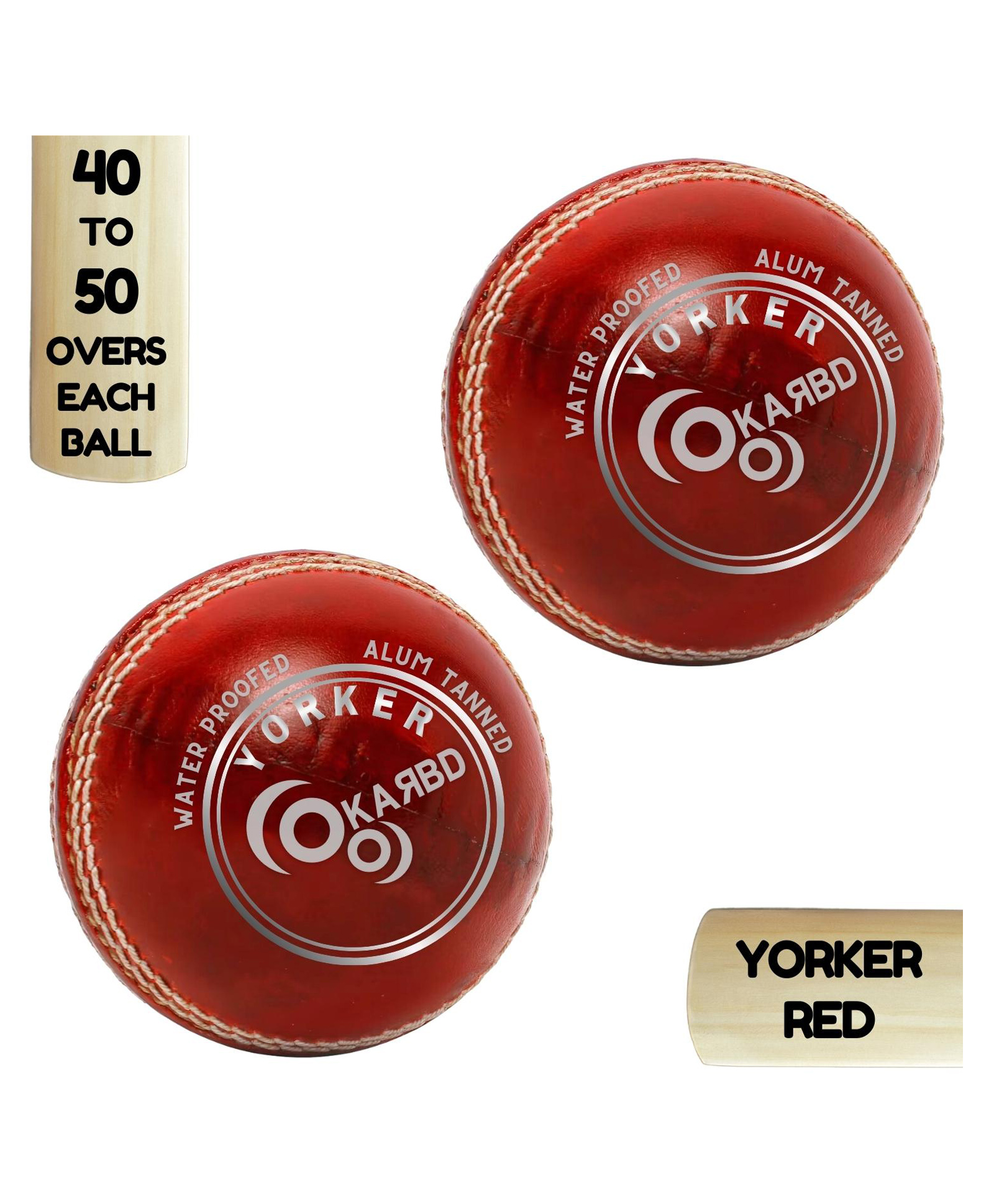 KARBD Cricket Leather Ball 4 Piece 40 to 50 Overs  Pack of 2- Yorker Red-image-39