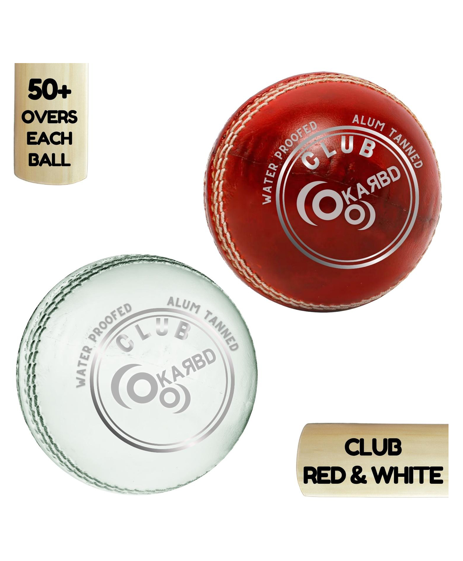 KARBD Cricket Leather Ball 4 Piece 50 Plus Overs Club Pack of 2- Red & White-image-18