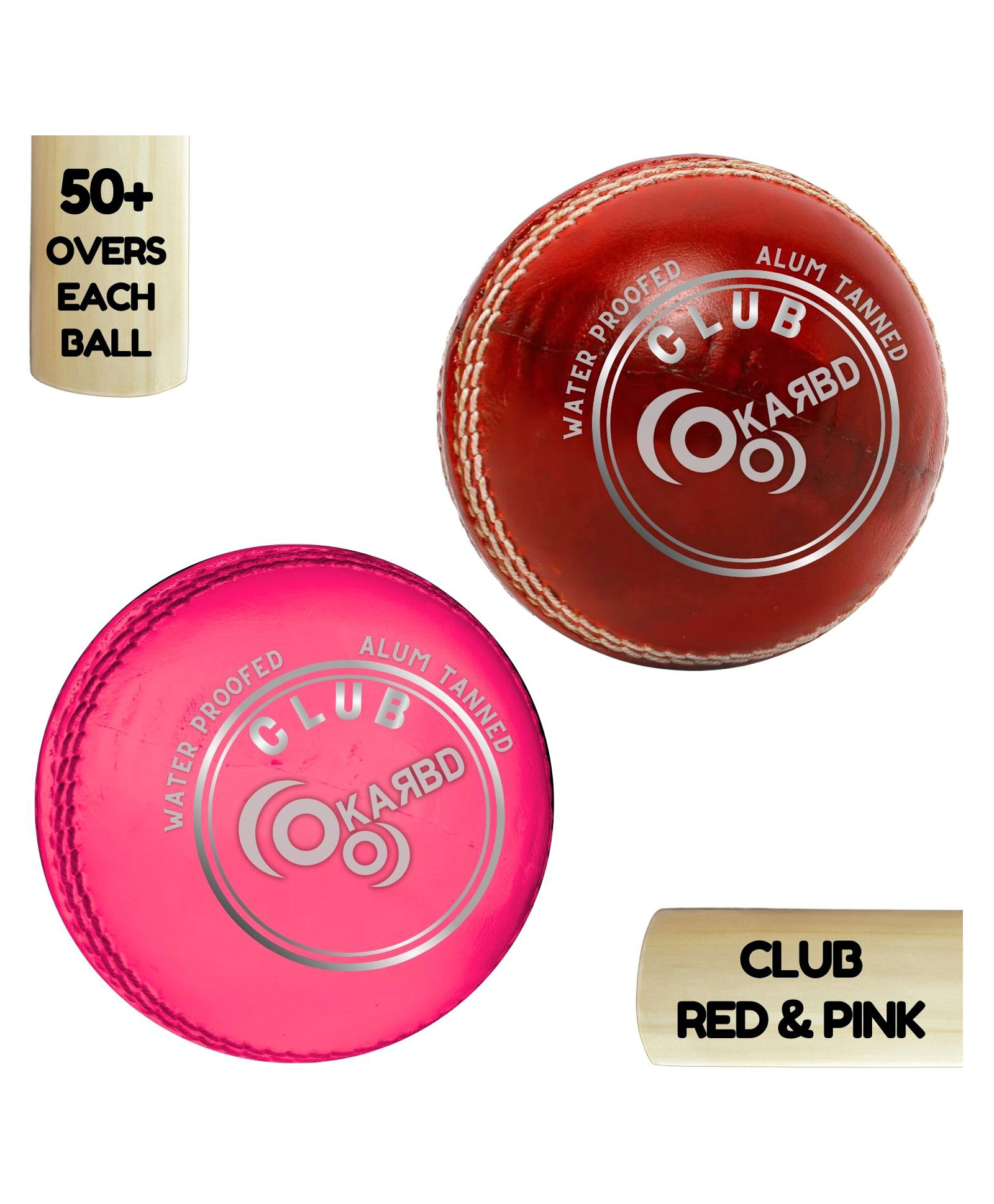 KARBD Cricket Leather Ball 4 Piece 50 Plus Overs Club Pack of 2- Red & Pink-image-46