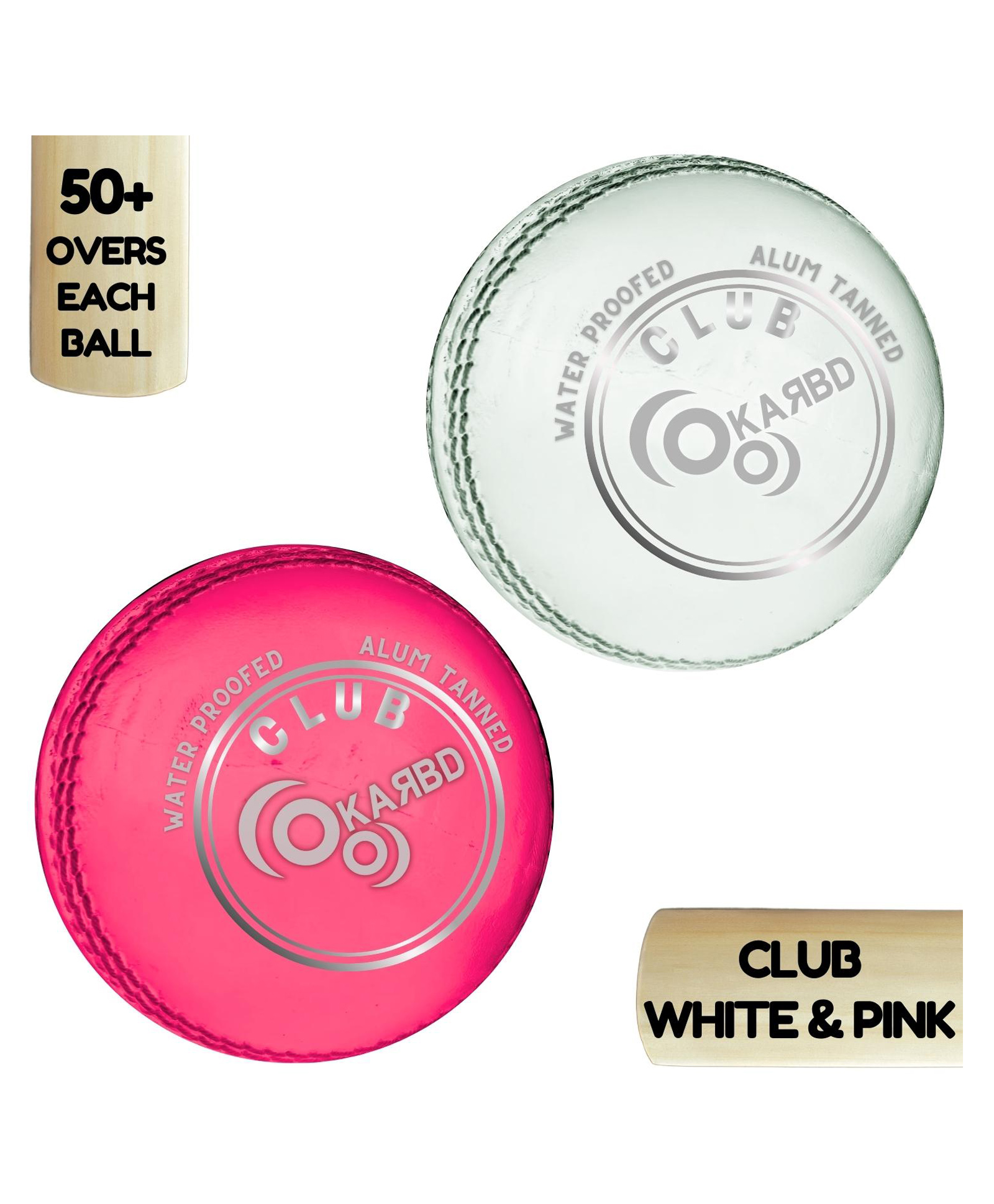 KARBD Cricket Leather Ball 4 Piece 50 Plus Overs Club Pack of 2- White & Pink-image-47
