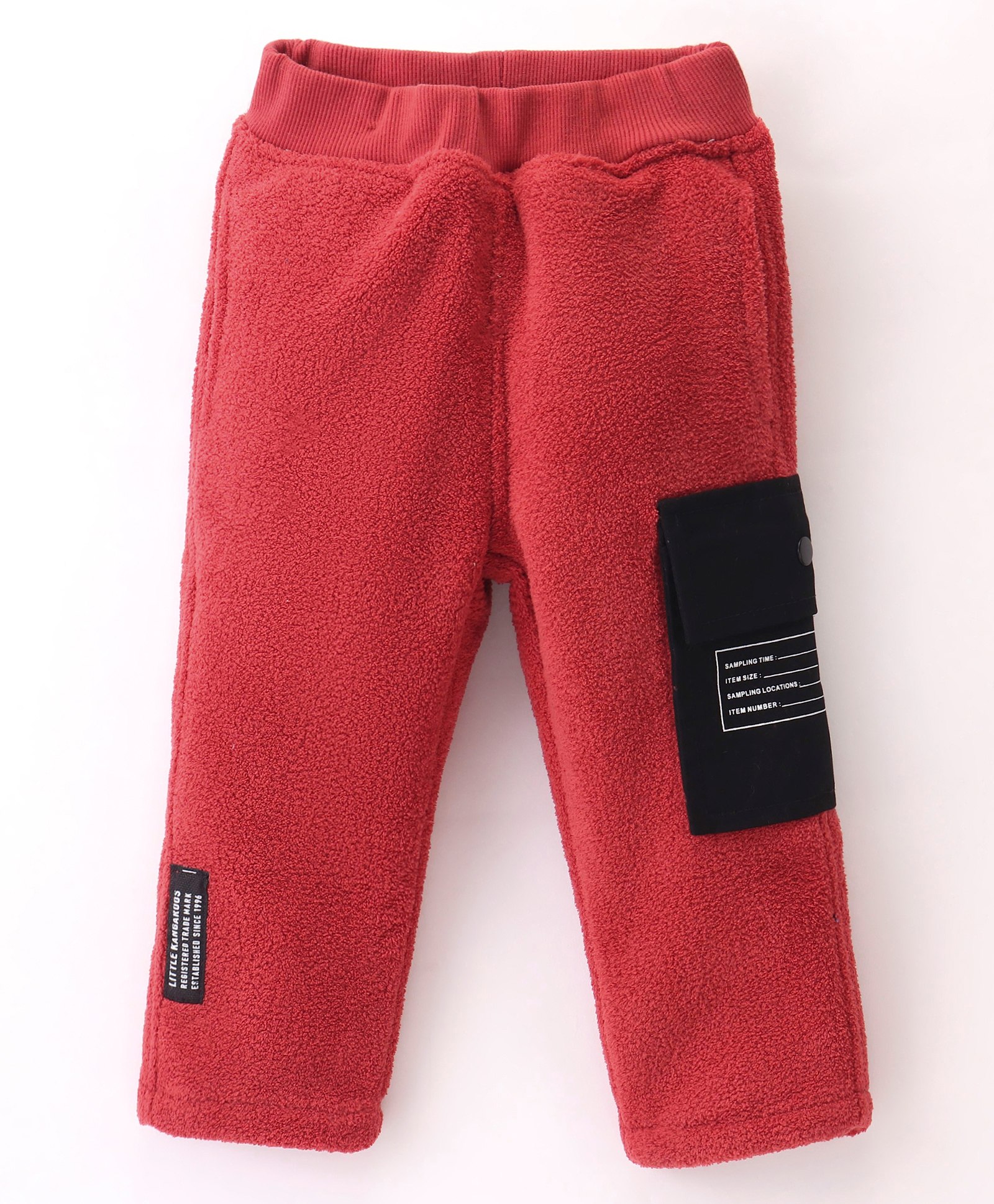 Little Kangaroos Fleece Full Length Woollen Pant Solid Colour - Red-image-37