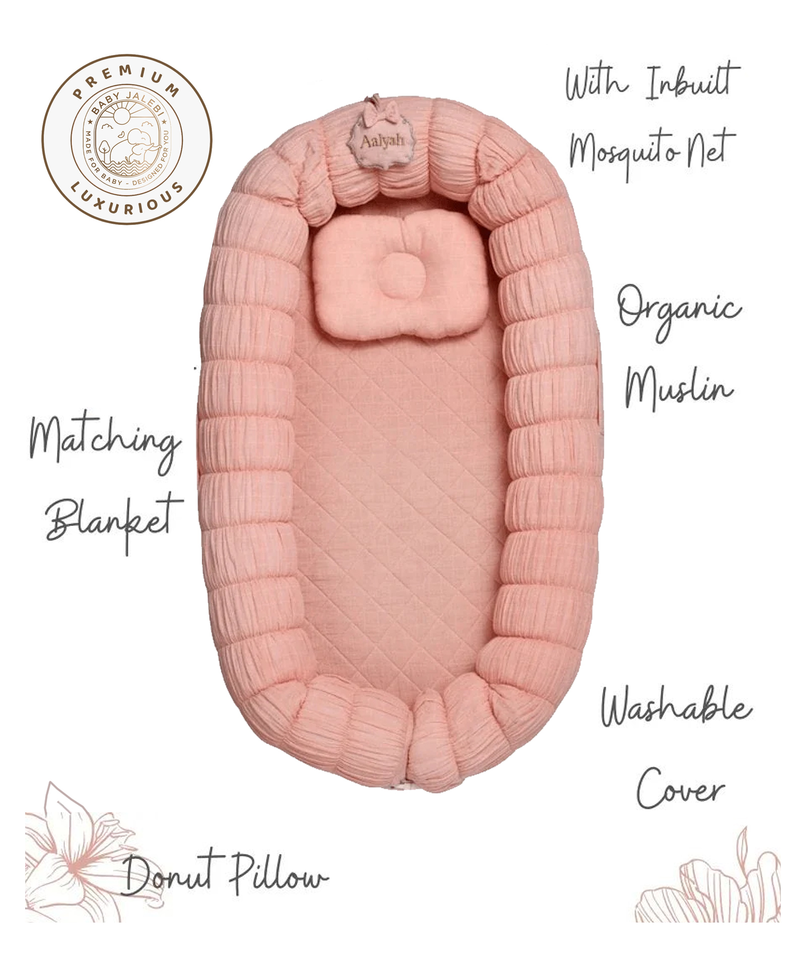 Baby Jalebi Sleep Cloud Baby Sleeping Nest Bed Bedding Gift With Pillow Newborns & Infants -Pink-image-35