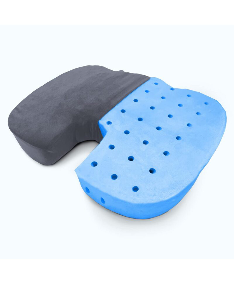 Sleepsia Coccyx Memory Foam Ventilated Infused Gel Pillow for Tailbone Pain Relief (Grey)-image-40