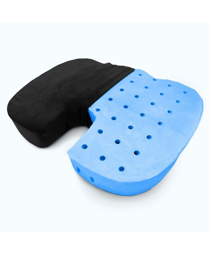 Sleepsia Coccyx Memory Foam Ventilated Infused Gel Pillow for Tailbone Pain Relief (Black)-picture-19