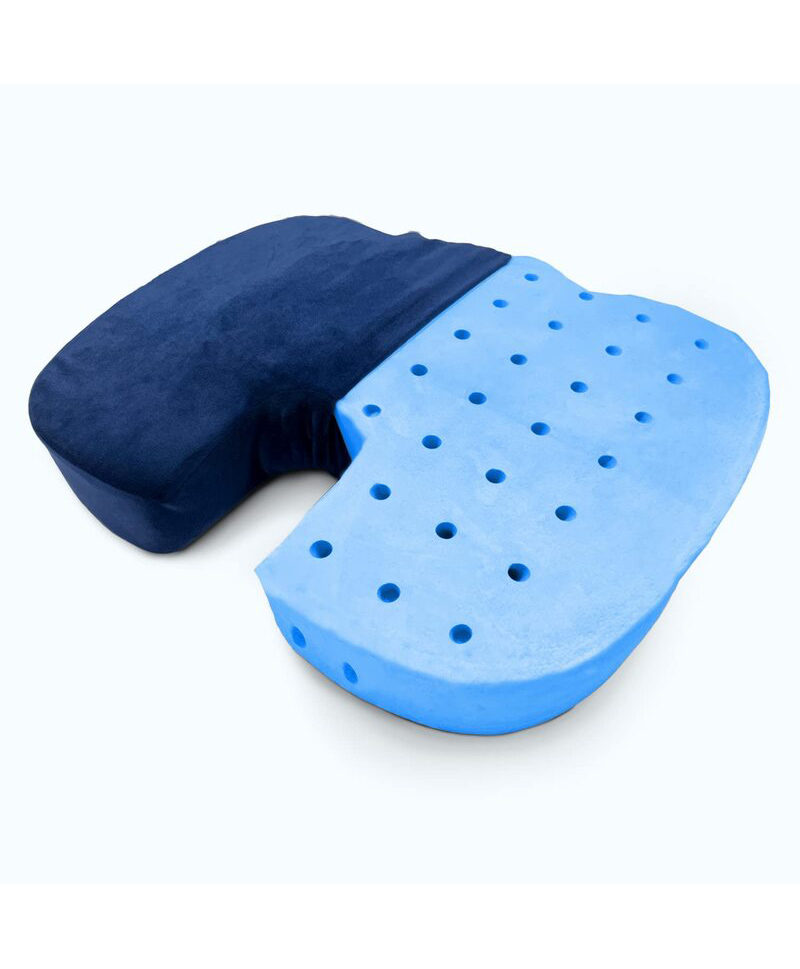 Sleepsia Coccyx Memory Foam Ventilated Infused Gel Pillow for Tailbone Pain Relief (blue)-image-39