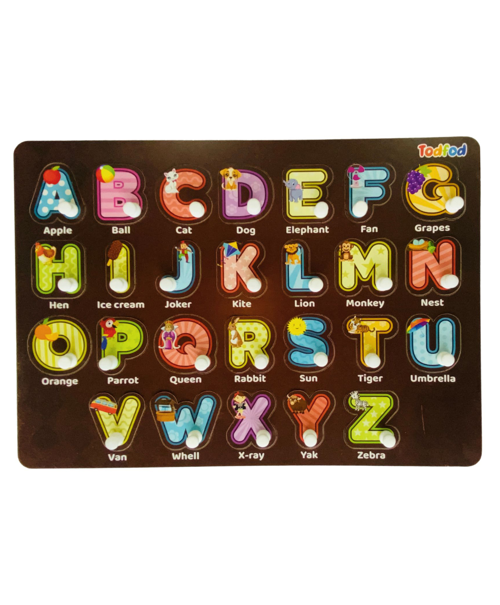 TodFod Wooden 4 in 1 English Capital & Small Alphabets With Knob - 26 Pcs-picture-20