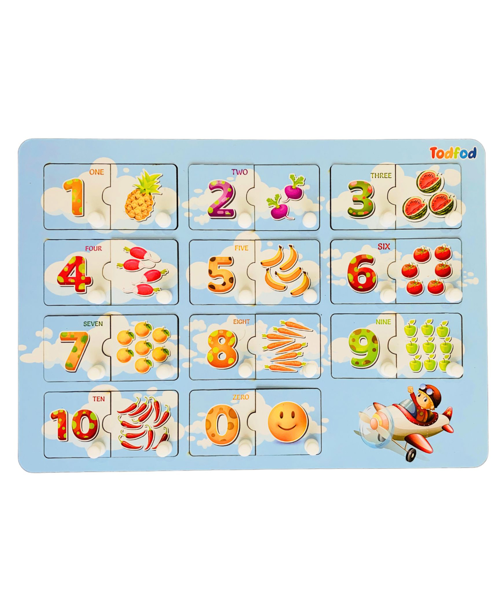 TodFod Wooden 3 in 1 English Numbers With Knob - 20 Pcs-image-30