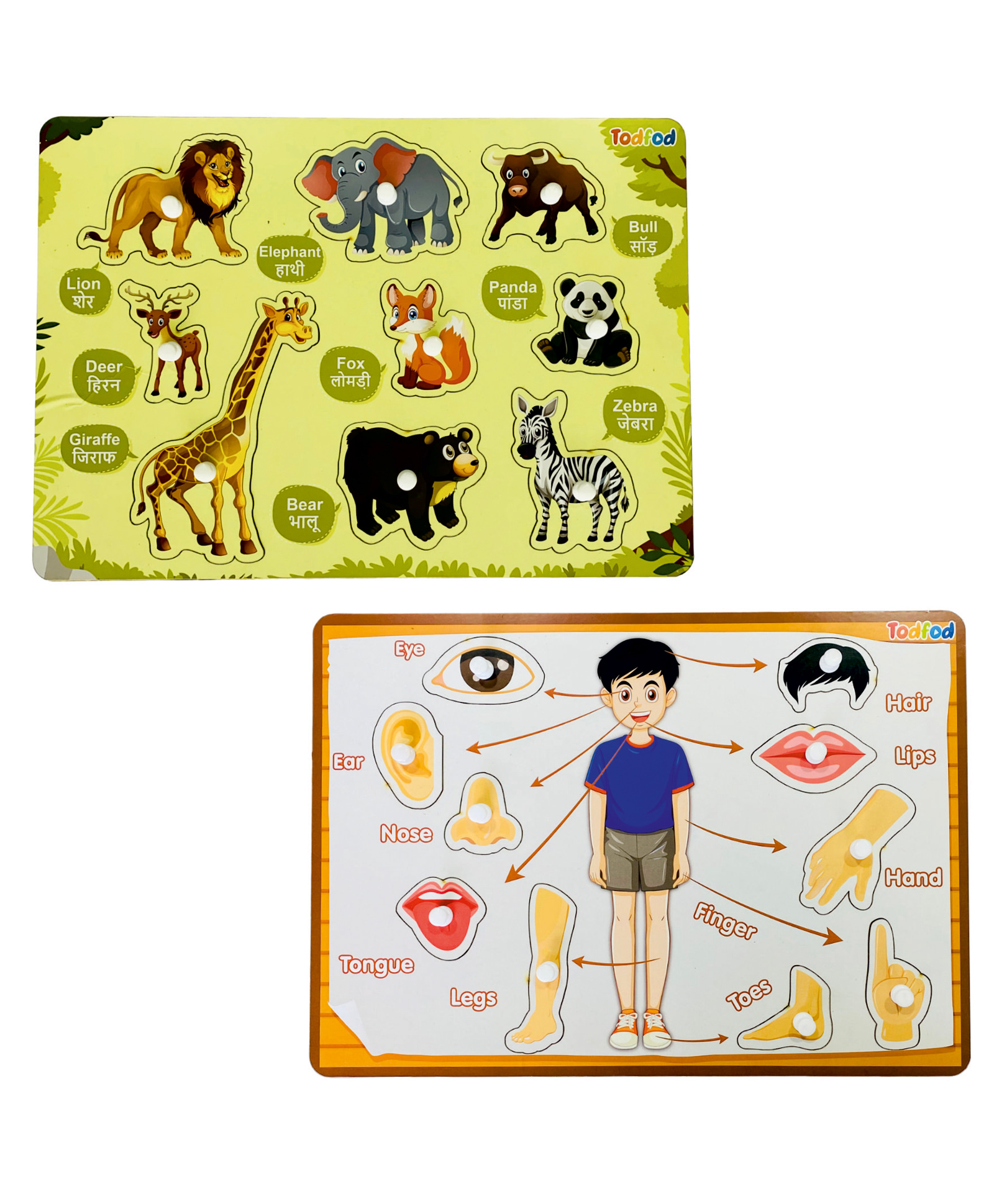 TodFod Wooden Wild Animal  & Body Parts 2 Puzzles Multicolour - 19 Pieces-picture-22