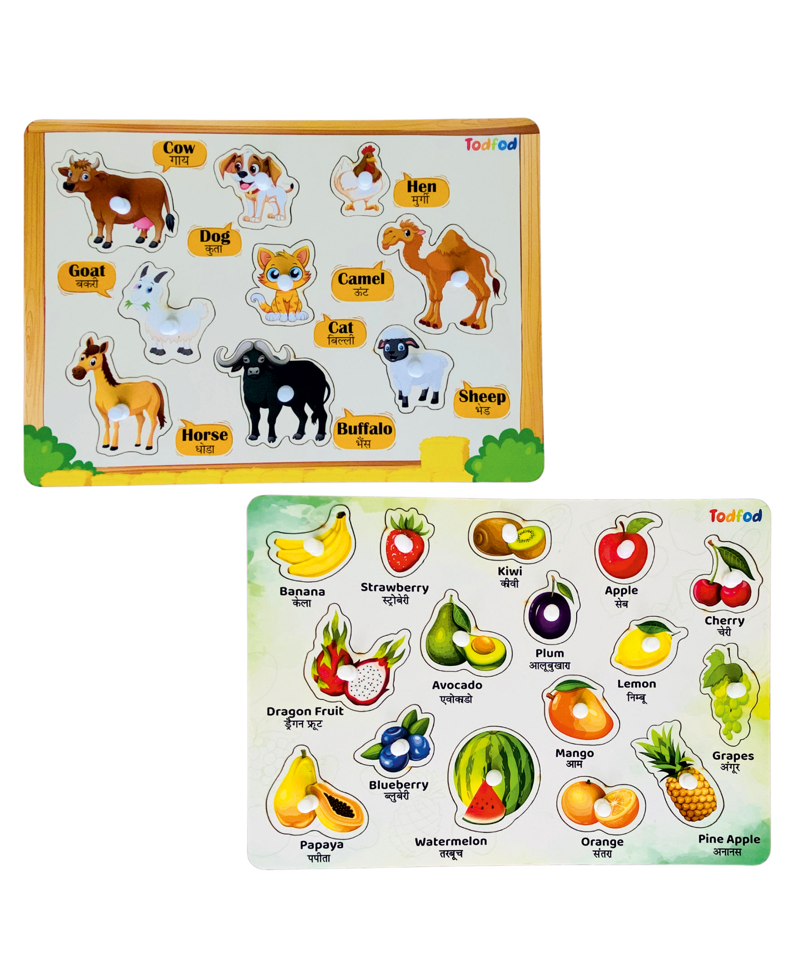TodFod Wooden Pet animal  & Fruit 2 Puzzles Multicolour - 25 Pieces-image-16
