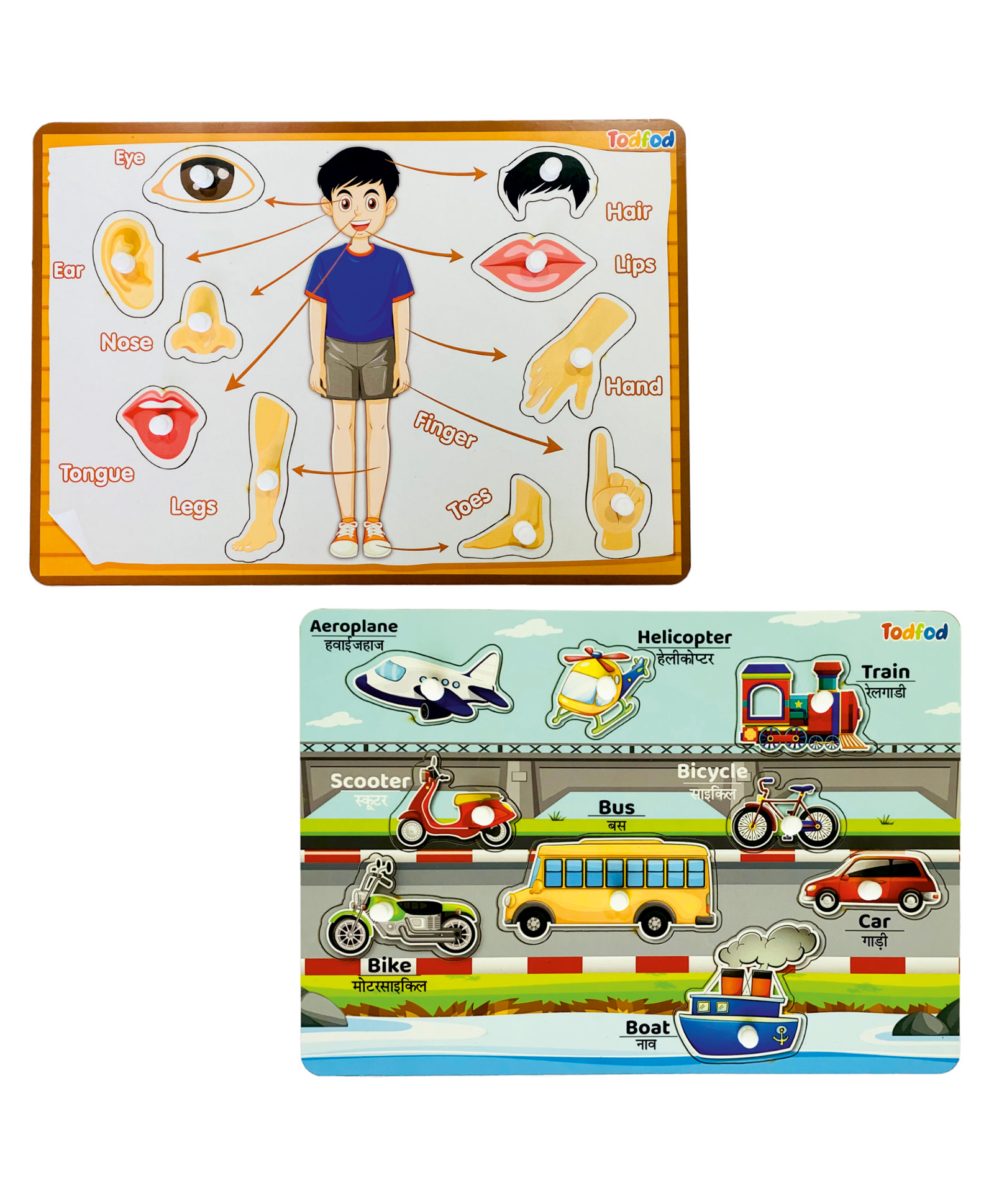 TodFod Wooden Body parts  & Vehicle Puzzle Multicolour - 19 Pieces-image-24