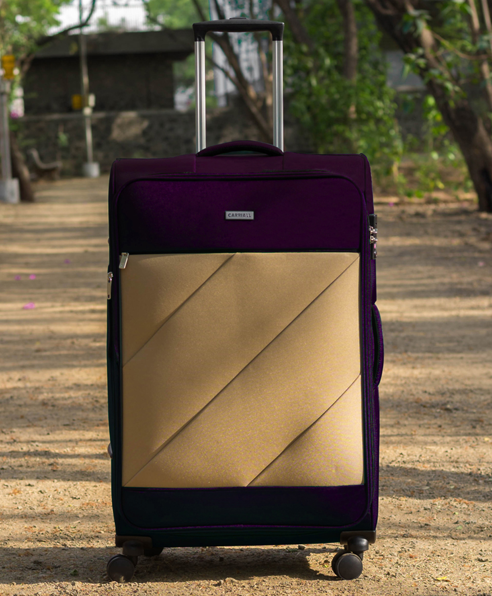 Carriall Slash Purple and Beige Large  Soft Luggage (28 inch)- Purple-image-41