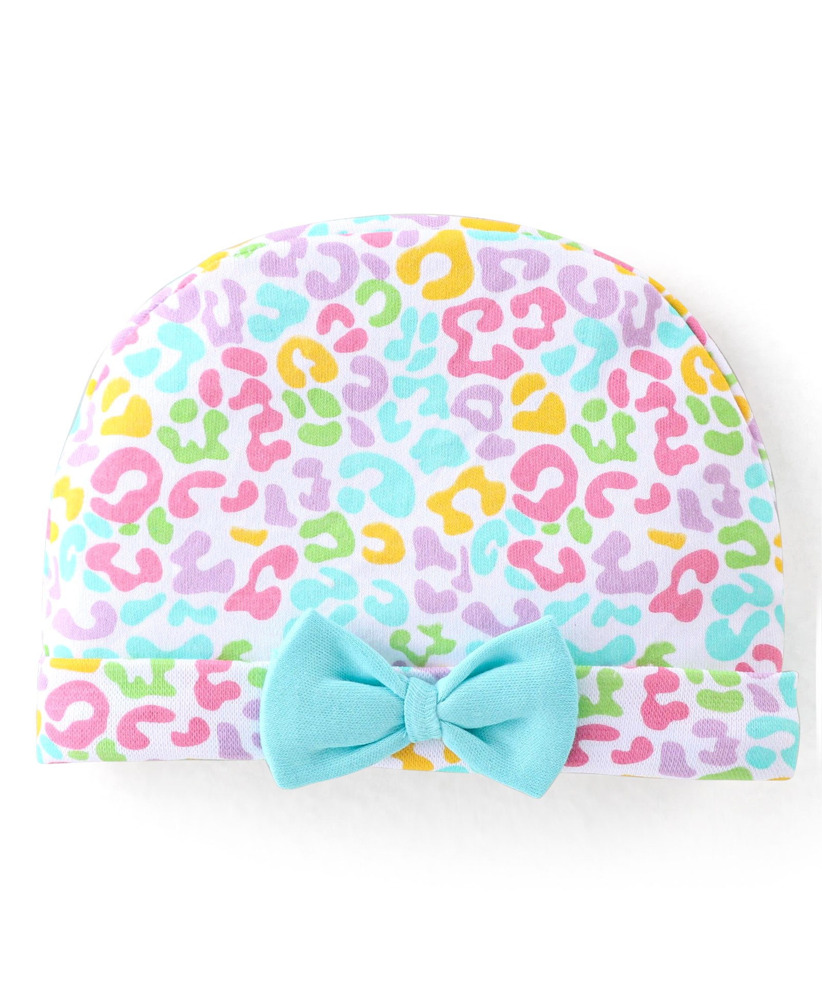 Babyhug 100% Cotton Knit Printed Cap With Bow- Multicolor-picture-16