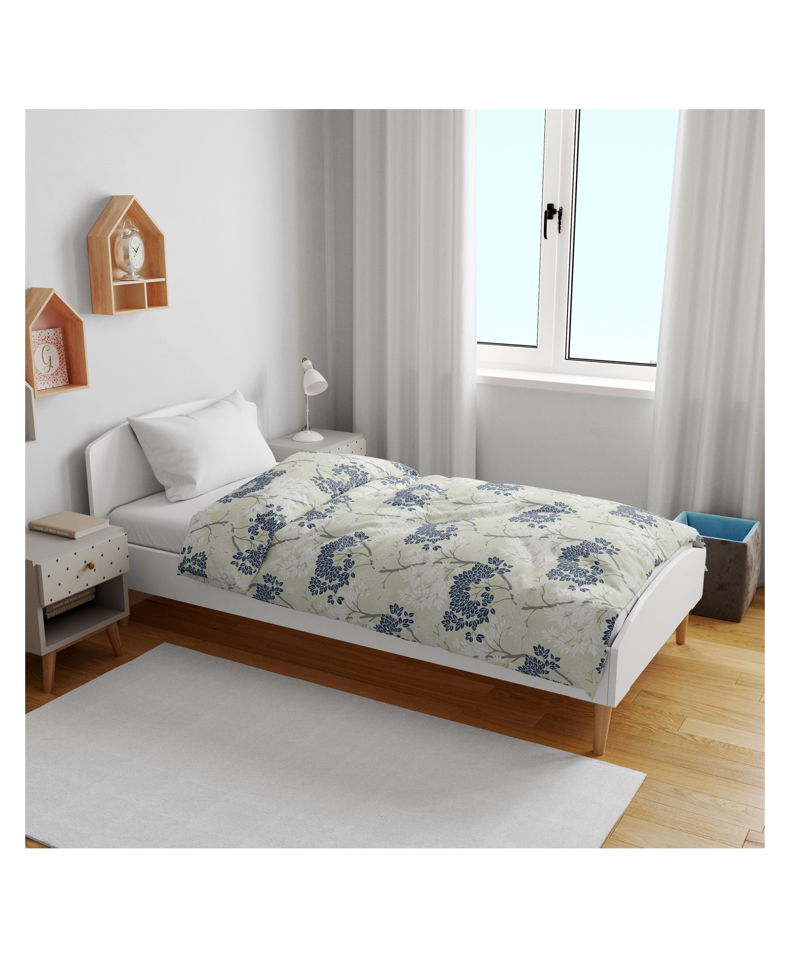 Divine Casa 100% Cotton Single Kids Dohar Blanket For Toddler Cement and Blue-image-45