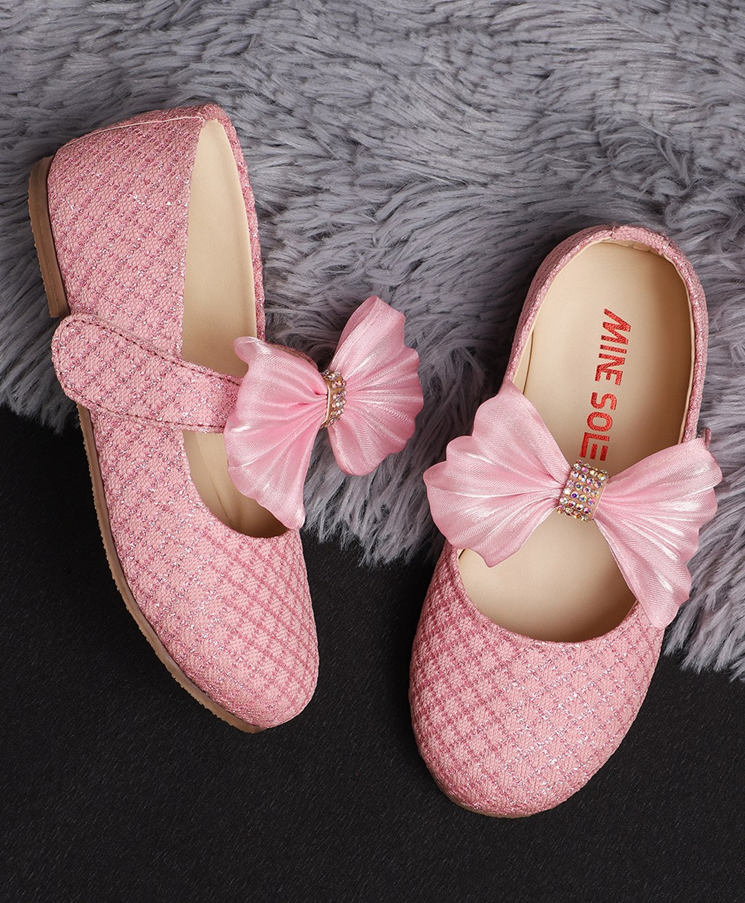 Mine Sole Bow Embellished Shimmer Bellies - Pink-image-41