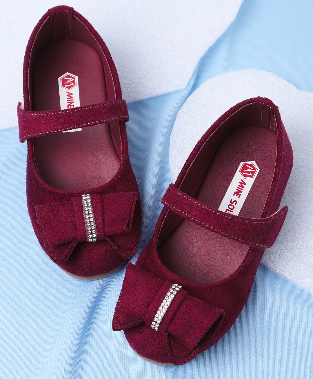 Mine Sole Stone Detailed Bow Embellished Bellies - Maroon-image-41